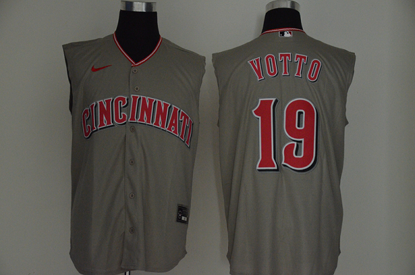 Men's Cincinnati Reds #19 Joey Votto Gray 2020 Cool and Refreshing Sleeveless Fan Stitched MLB  Jersey