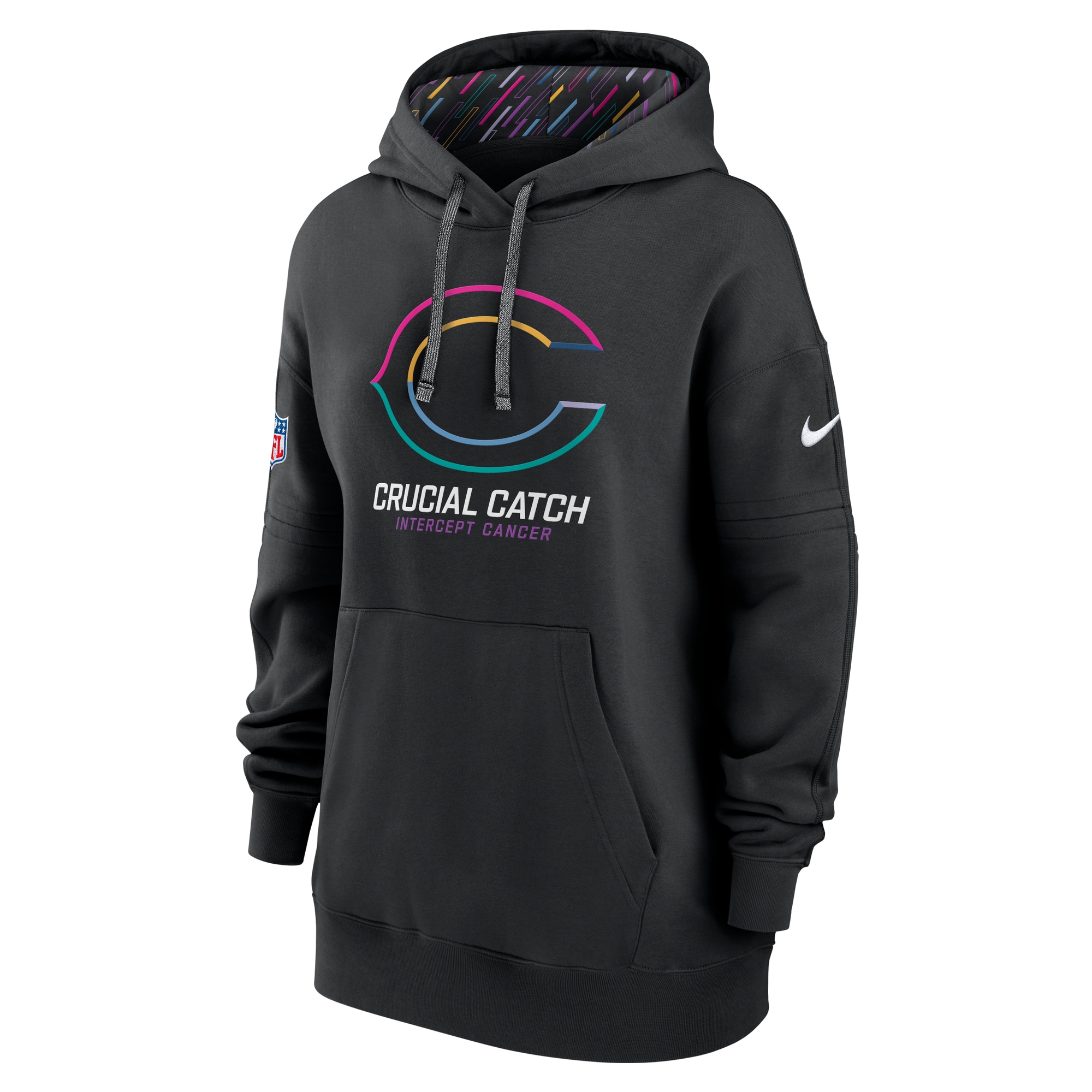 Chicago Bears Women's 2024 NFL Crucial Catch Club Pullover Hoodie - Black