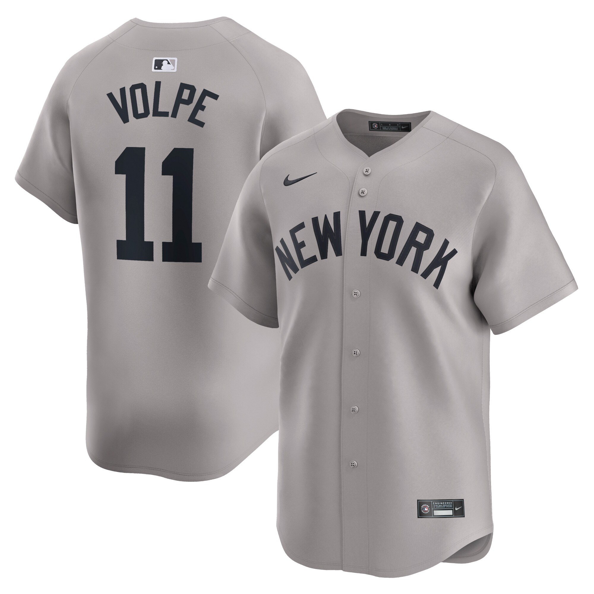 Men's New York Yankees #11 Anthony Volpe  Gray Away Limited Player Jersey