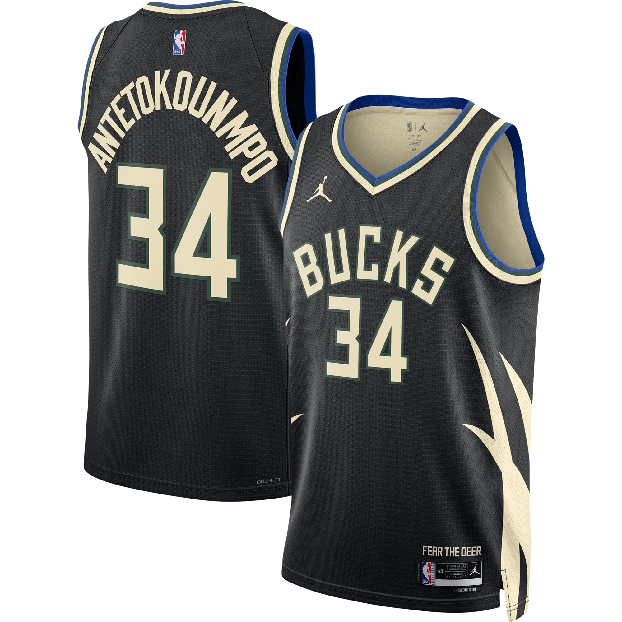Giannis Antetokounmpo 2022/23 Milwaukee Bucks  Unisex Swingman Jersey - Statement Edition - Black