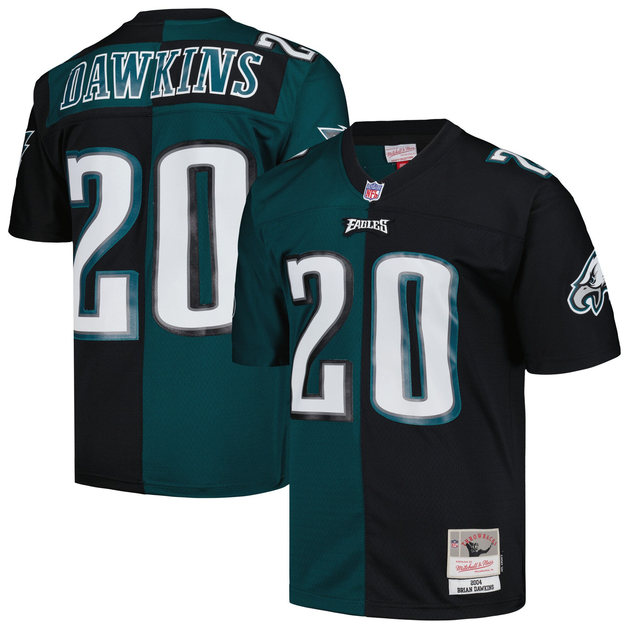 Brian Dawkins #20 Philadelphia Eagles 2004 Split Legacy Replica Jersey - Midnight Green/Black