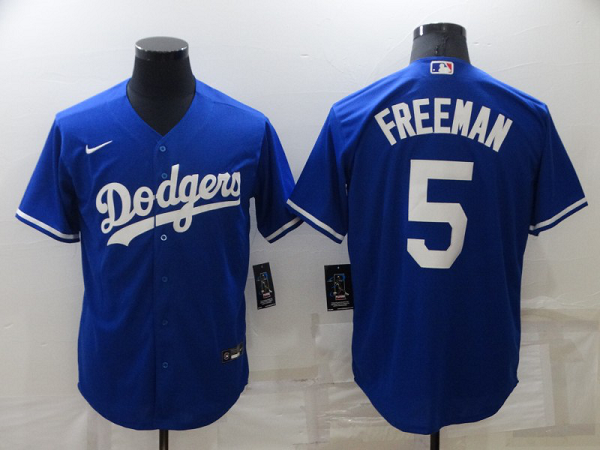 Men's  Los Angeles Dodgers #5 Freddie Freeman Royal Stitched MLB Cool Base Jersey