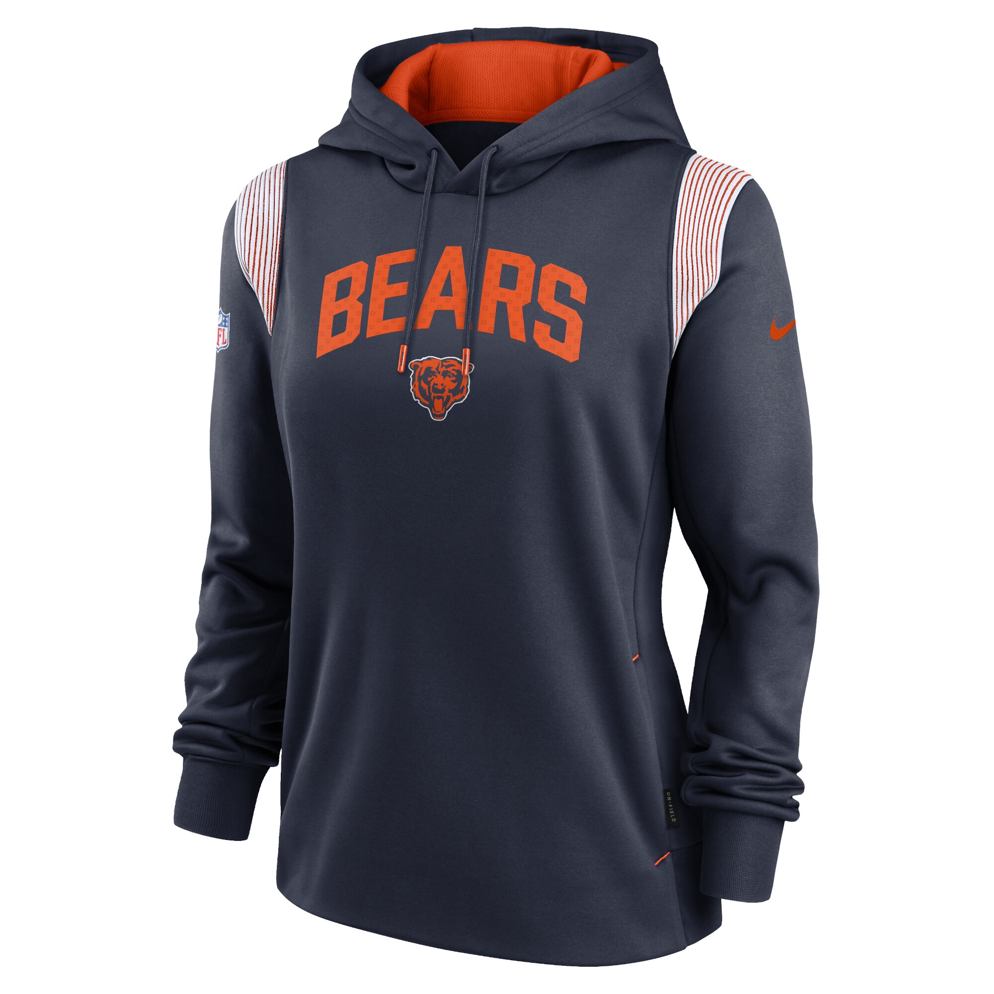 Chicago Bears Women's Sideline Stack Performance Pullover Hoodie - Navy