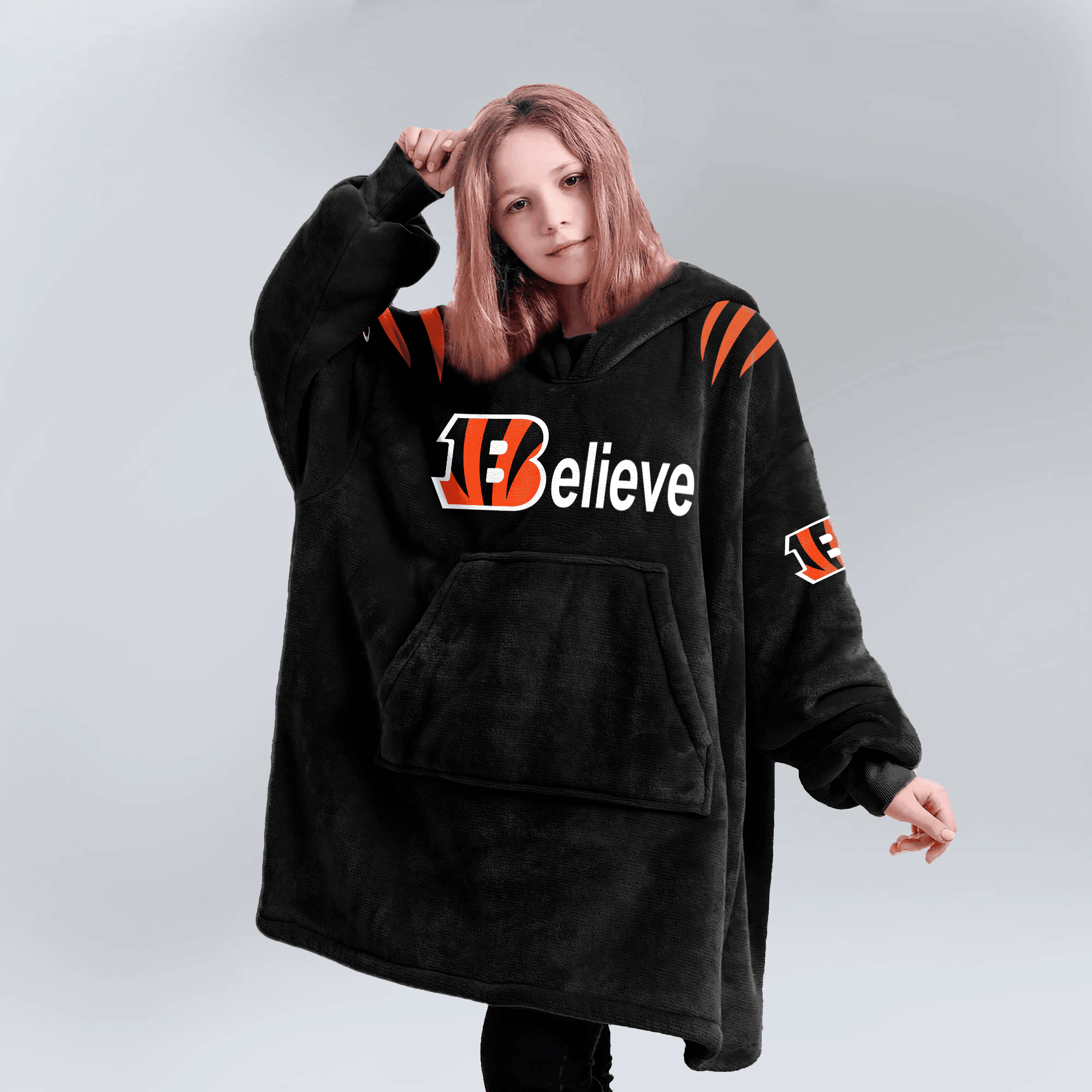 Kid Believe 9 Cincinnati Football Unisex Blanket Hoodie