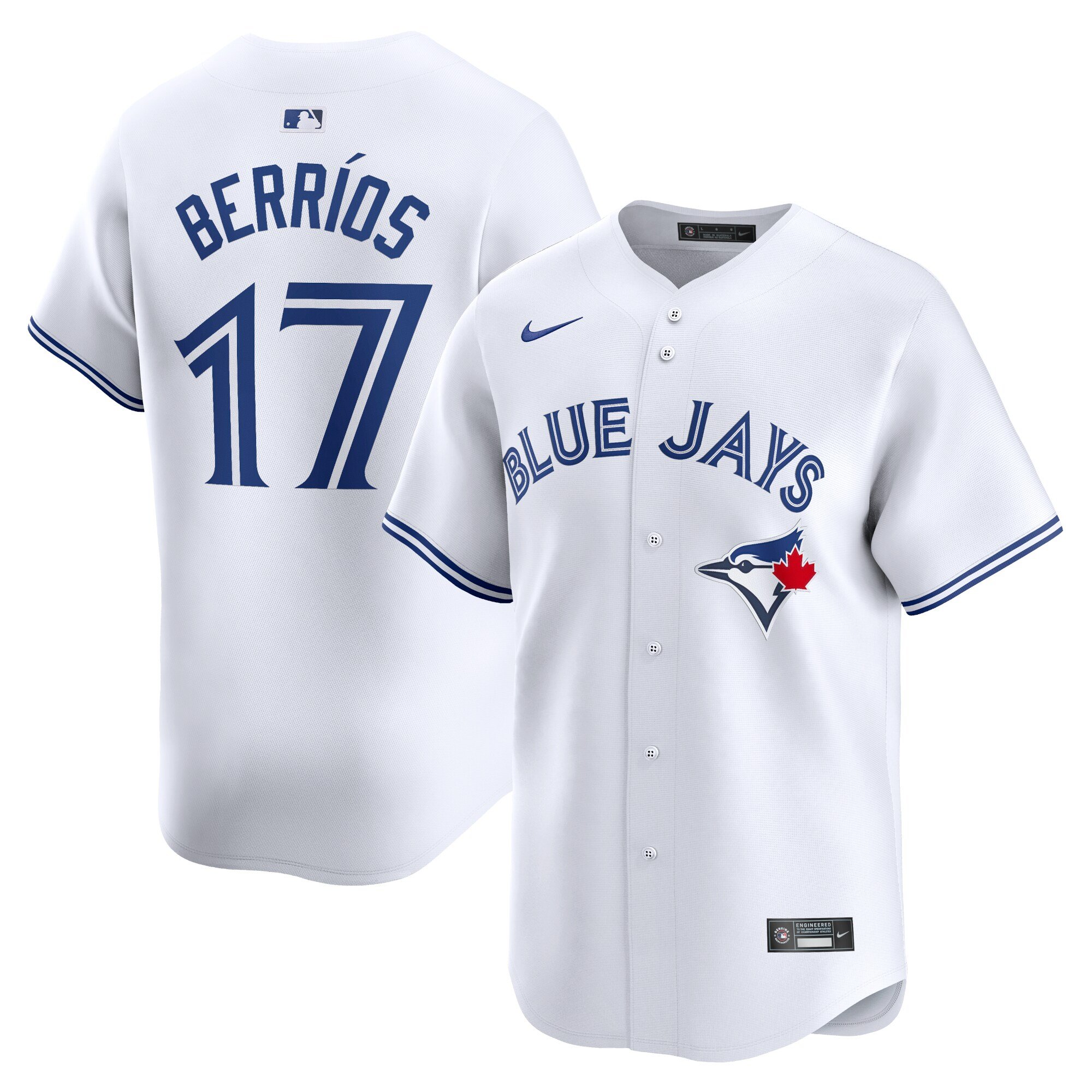 Men's Toronto Blue Jays #17 Jose Berrios  White Home Limited Player Jersey