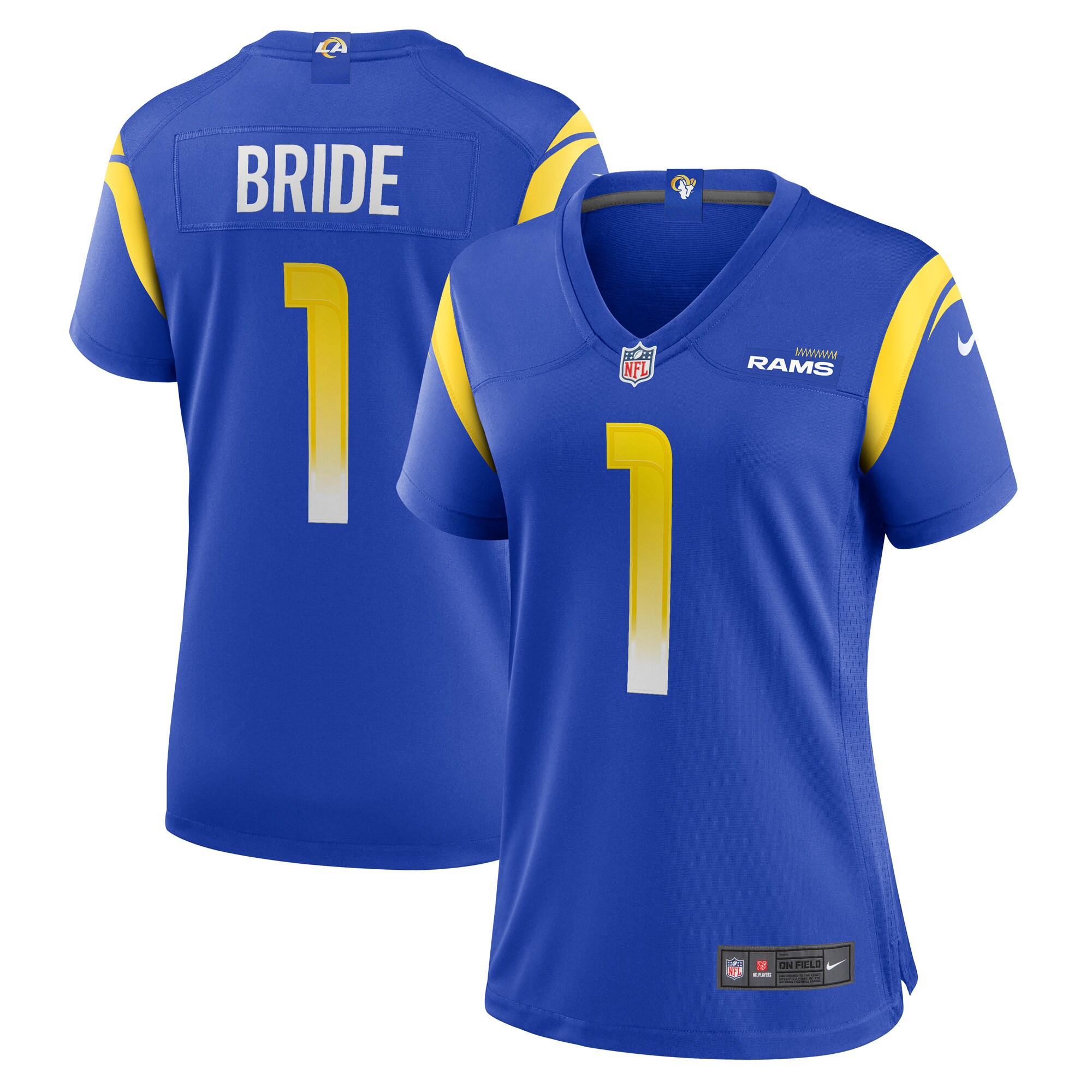 Number 1 Bride Los Angeles Rams Women's Game Jersey - Royal