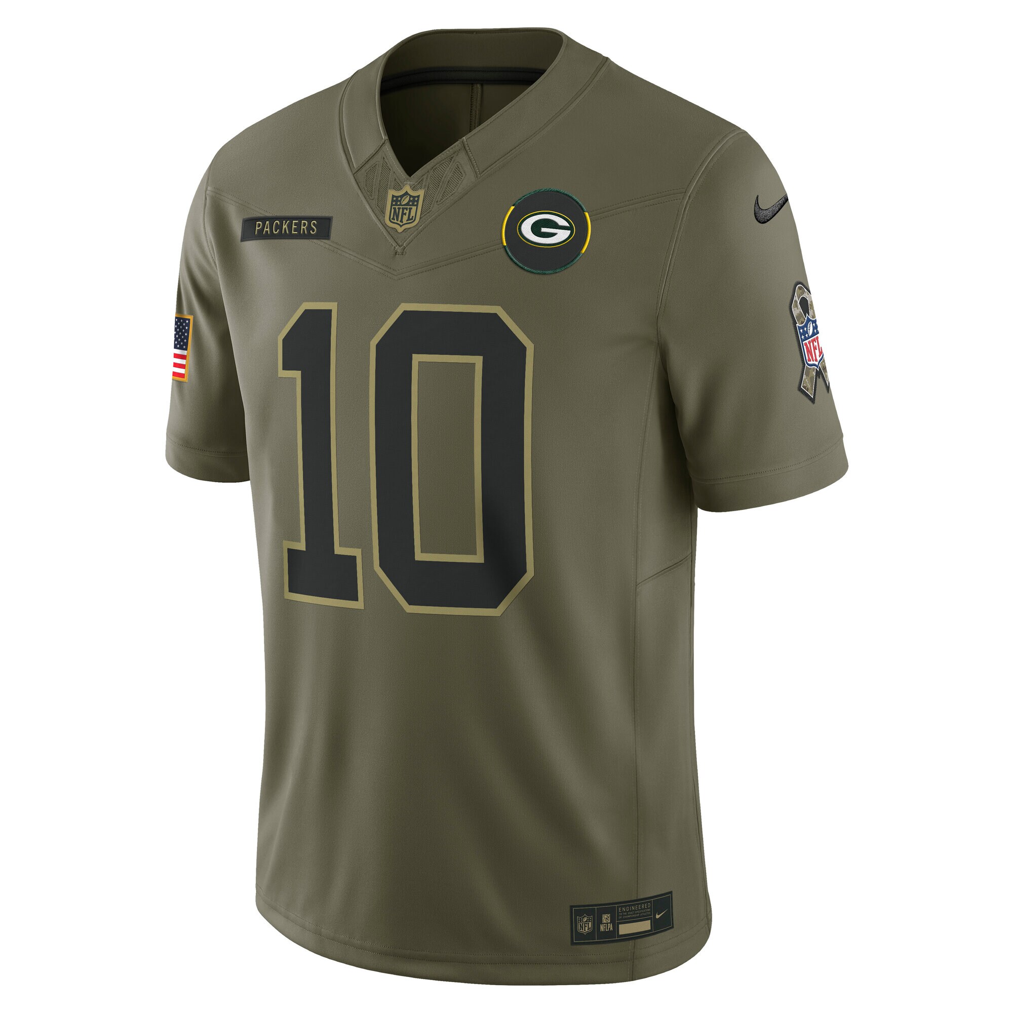 Men's Green Bay Packers Jordan Love Olive 2025 Salute to Service Limited Jersey