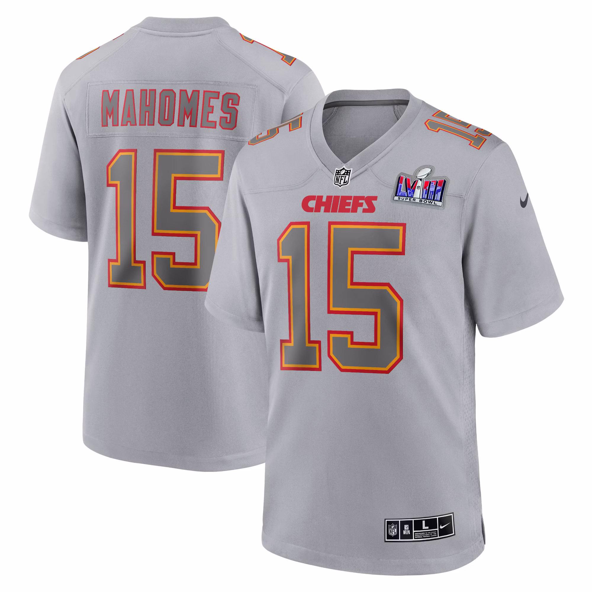 Patrick Mahomes Kansas City Chiefs  2023 Super Bowl LVIII Atmosphere Fashion Game Jersey - Gray
