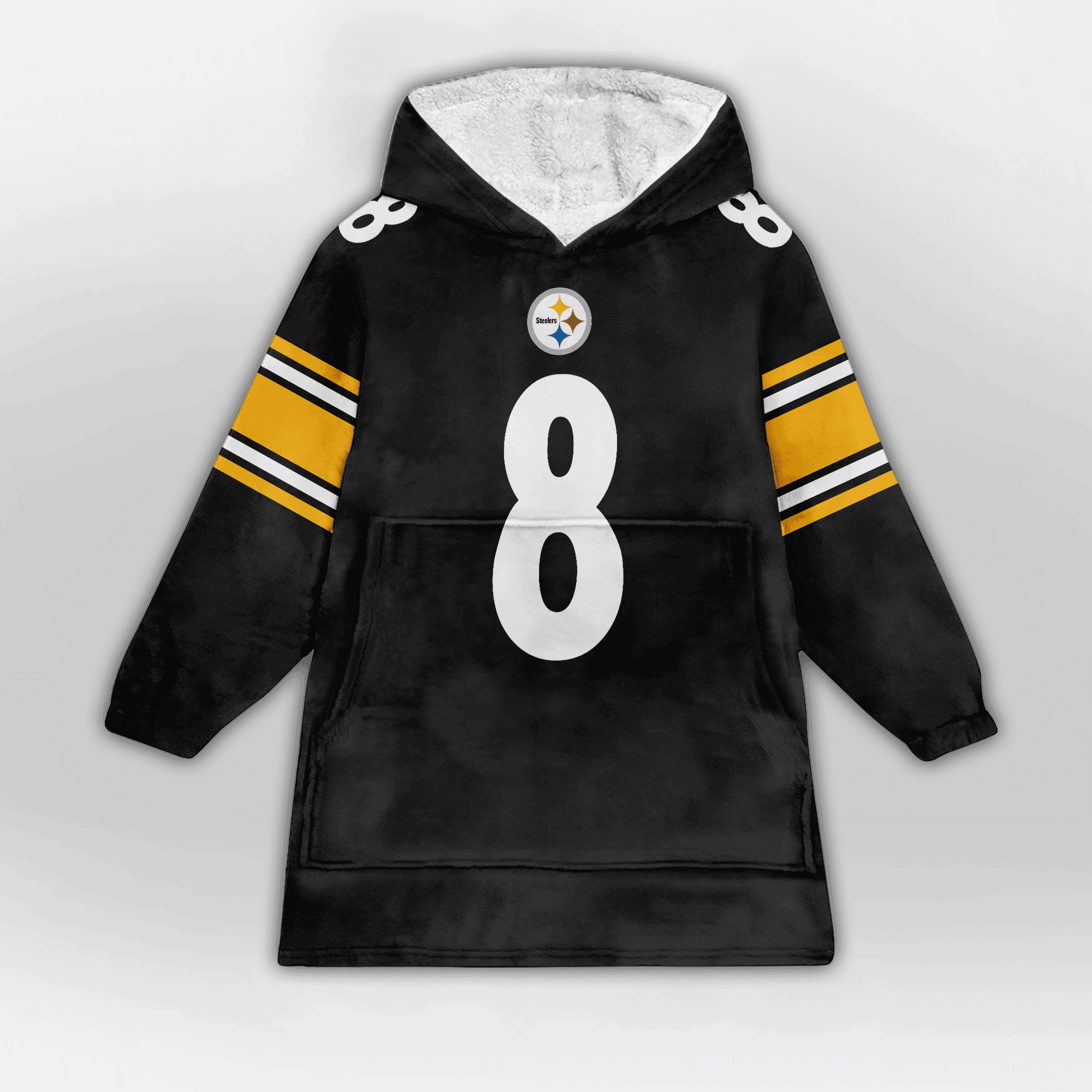 Kid 8 Pittsburgh Football Unisex Blanket Hoodie