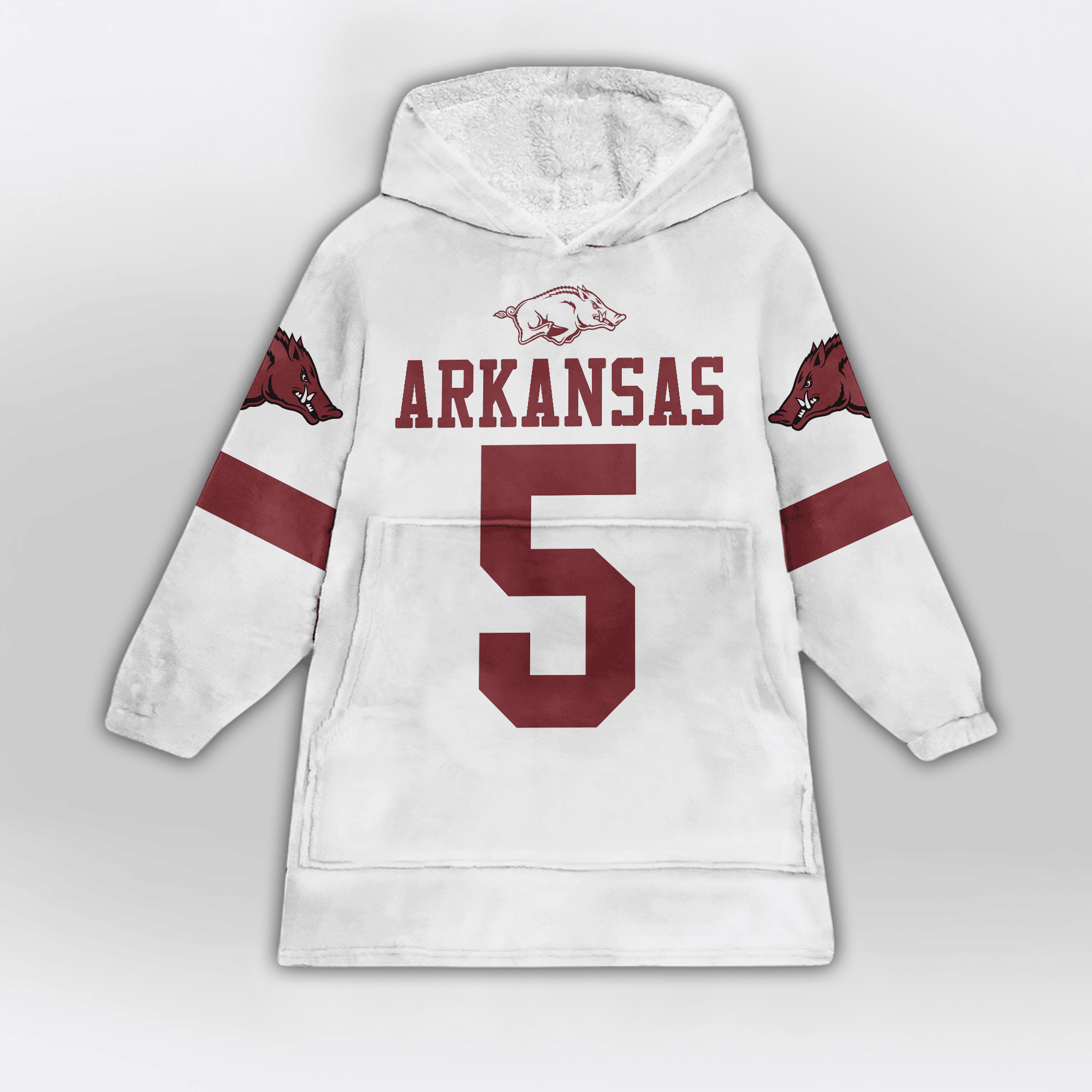 Adult #5 Arkansas Football Unisex Blanket Hoodie