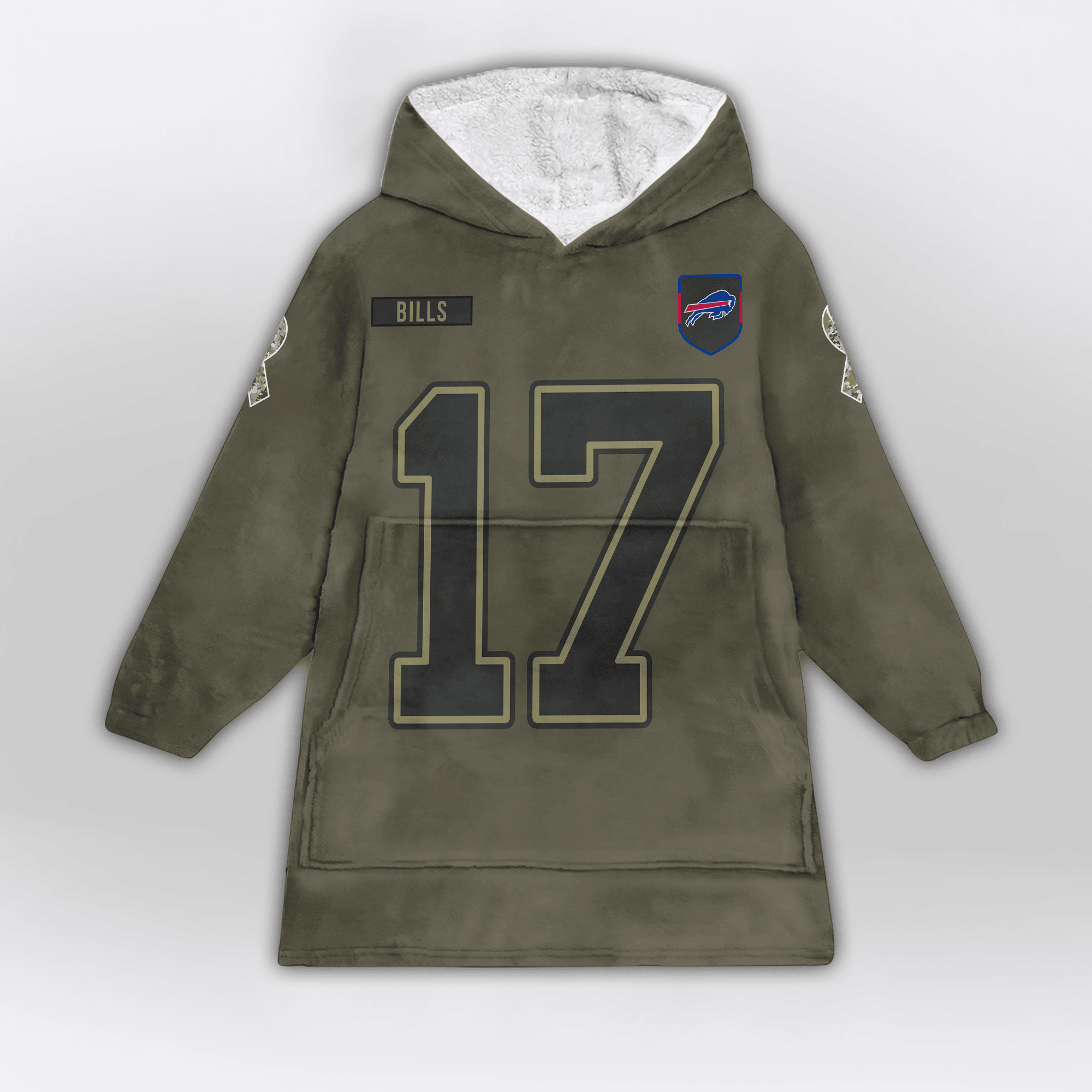 Adult J.A 17 Buffalo Football Blanket Hoodie – Olive Salute to Service