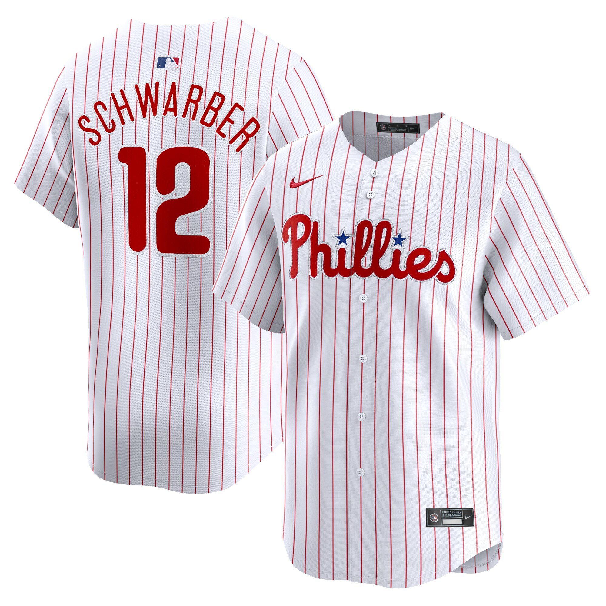 Men's Philadelphia Phillies #12 Kyle Schwarber  White Home Limited Player Jersey