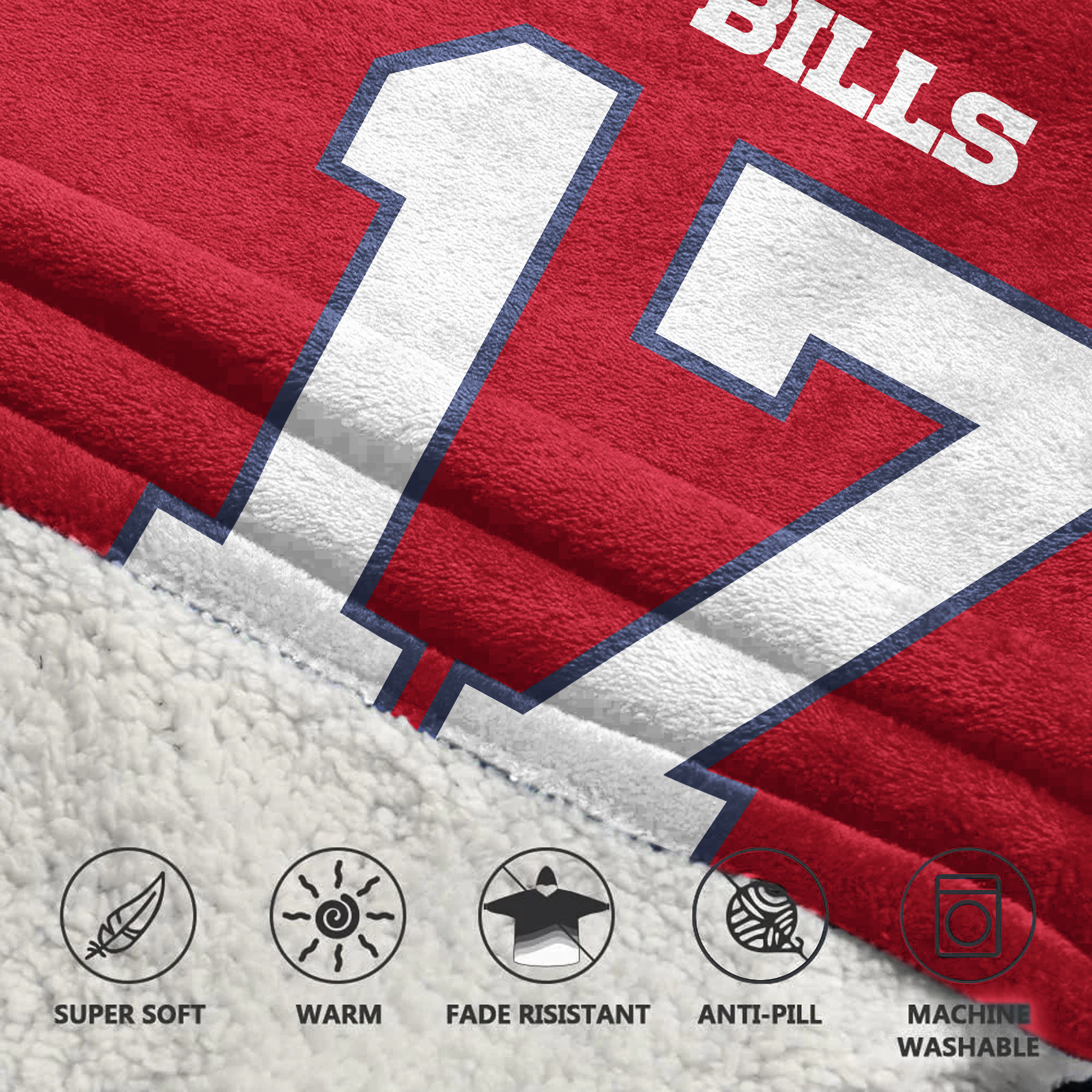 Adult 17 Buffalo Football Unisex Blanket Hoodie