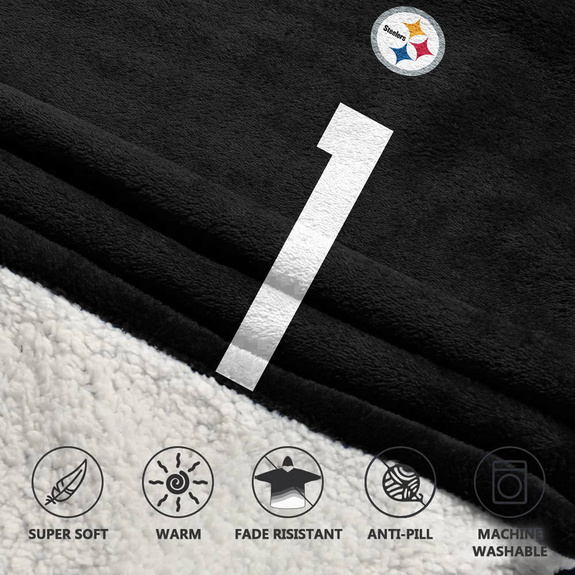 Adult S.D 1 Pittsburgh Football Unisex Blanket Hoodie