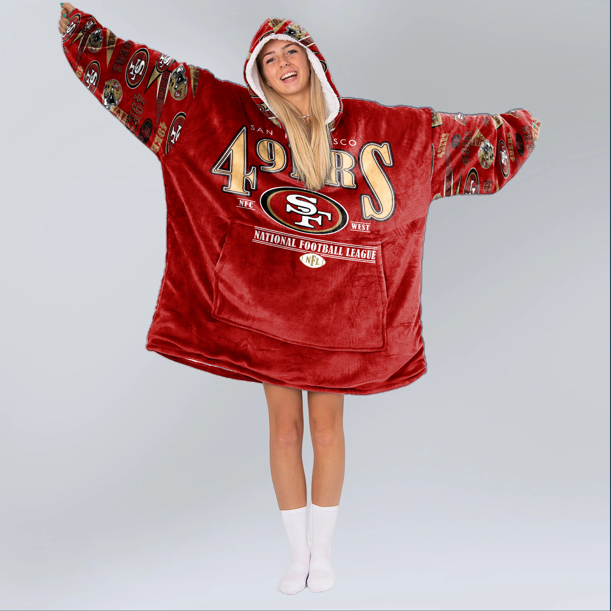 Adult San Francisco 49ers Football Unisex Blanket Hoodie