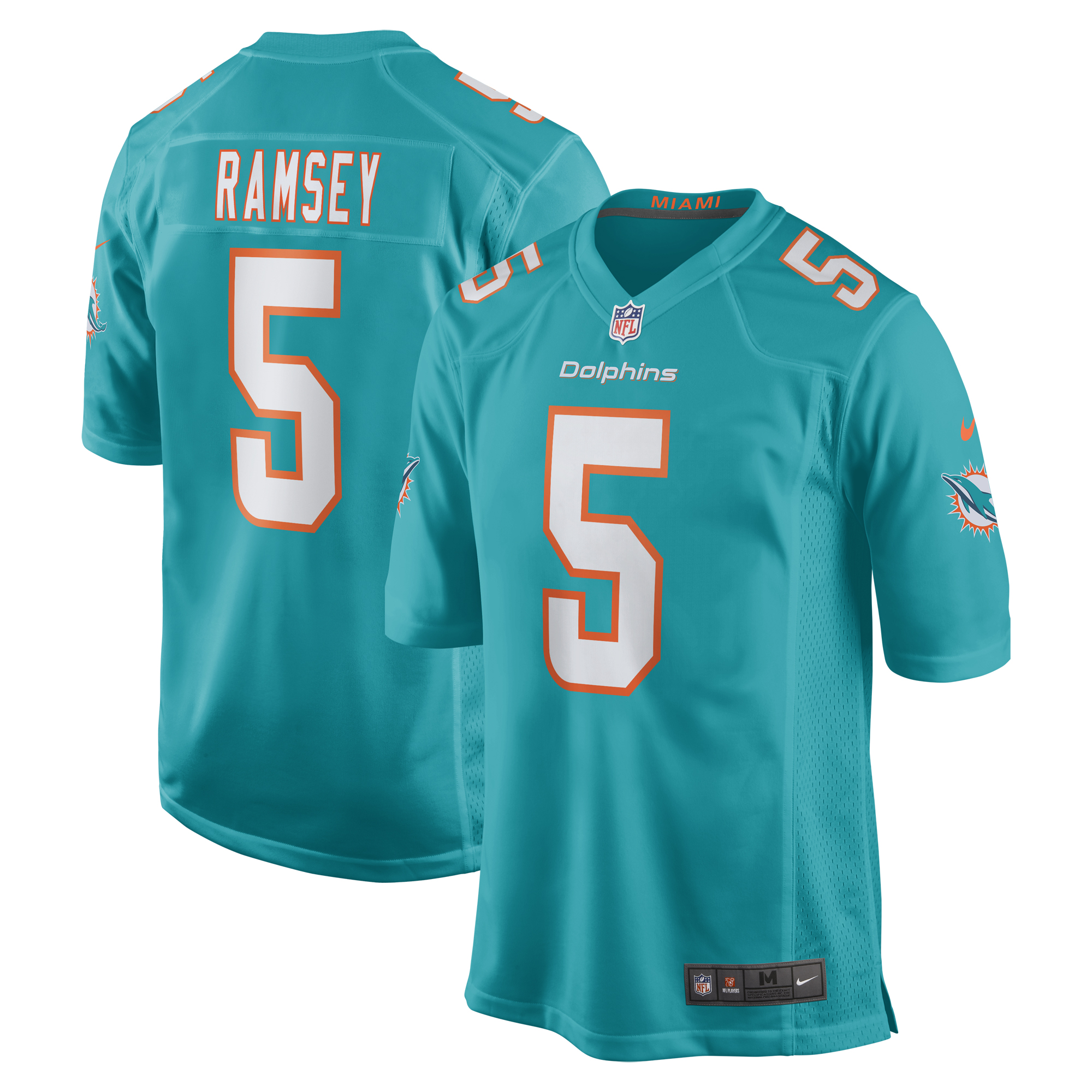 Jalen Ramsey Miami Dolphins Team Color Game Jersey - Aqua
