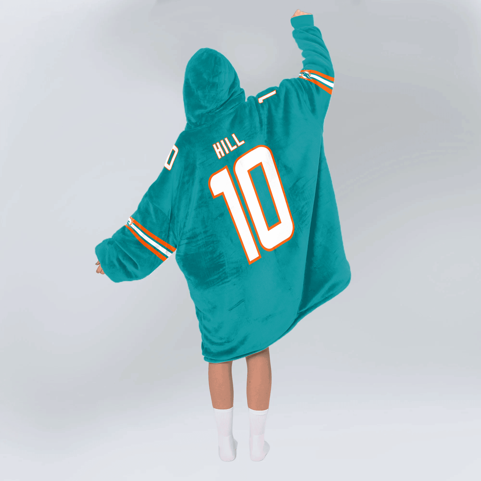 Fins Up T.H 10 Miami Football Unisex Blanket Hoodie