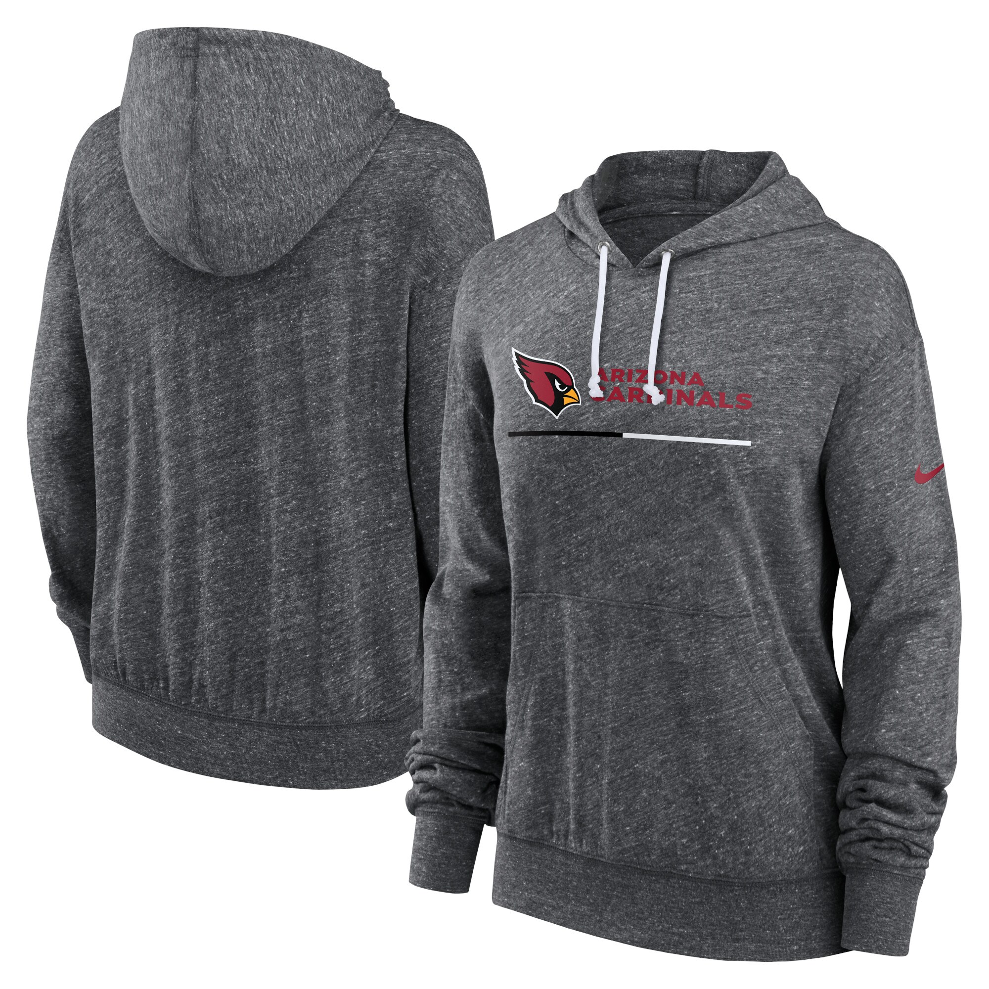 Arizona Cardinals Women's Team Spirit Gym Vintage Lightweight Hooded Top - Heather Charcoal