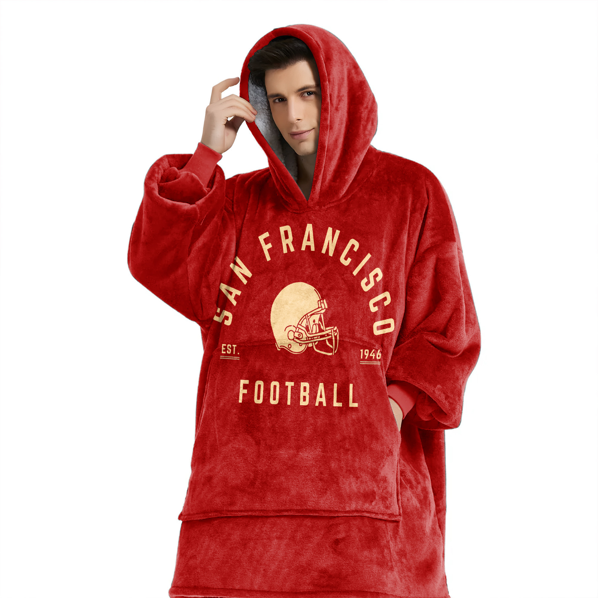 Adult San Francisco 49ers Football Unisex Blanket Hoodie