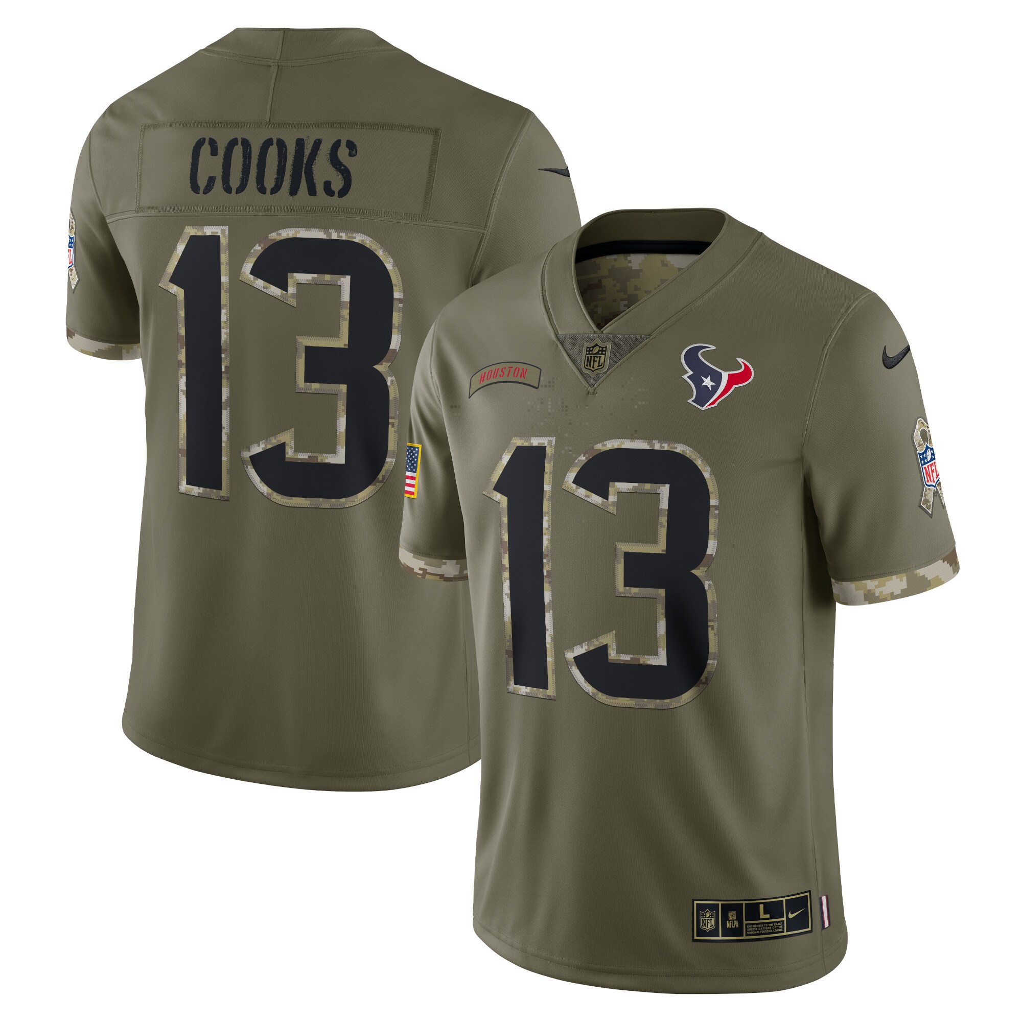 Brandin Cooks Houston Texans  2022 Salute To Service Limited Jersey - Olive