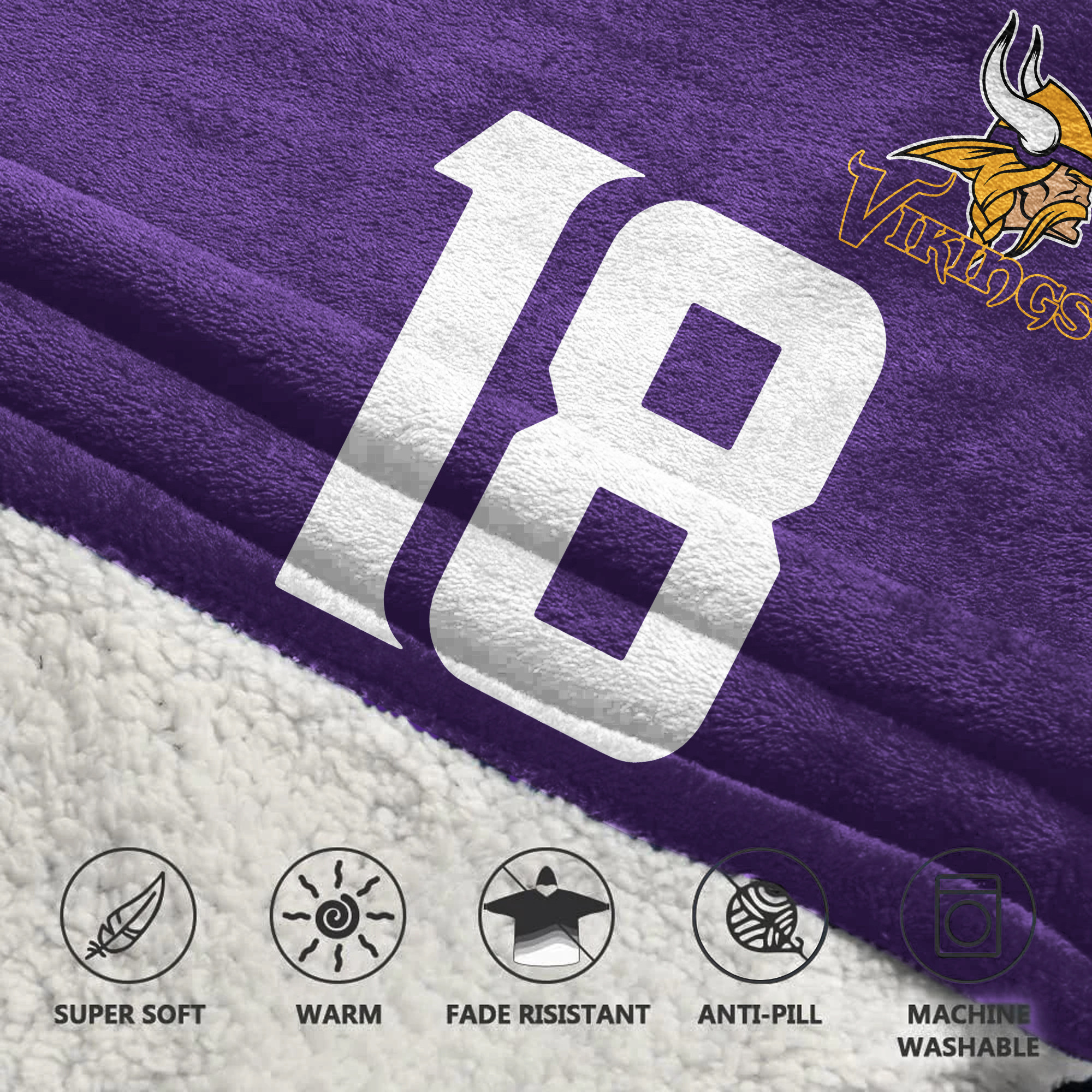 Adult JJ 18 Minnesota Football Unisex Blanket Hoodie