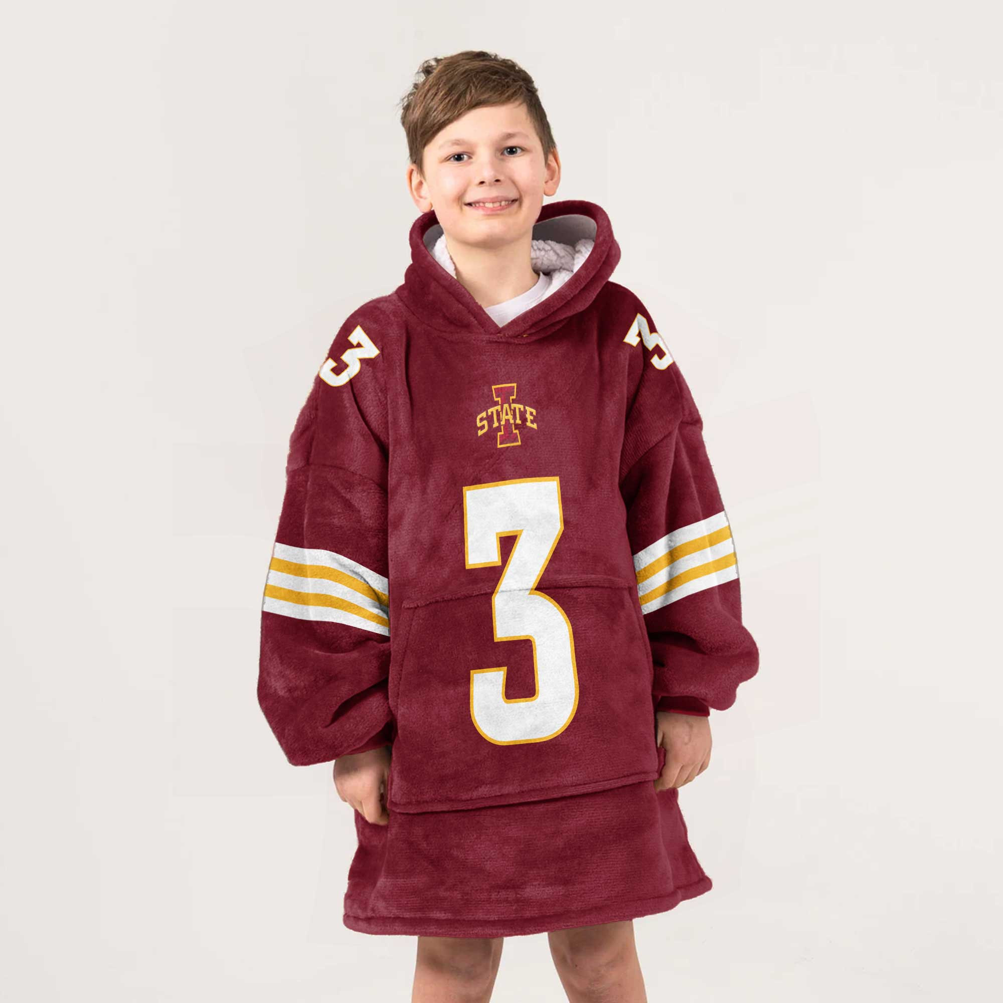Adult 3 Iowa State Football Unisex Blanket Hoodie
