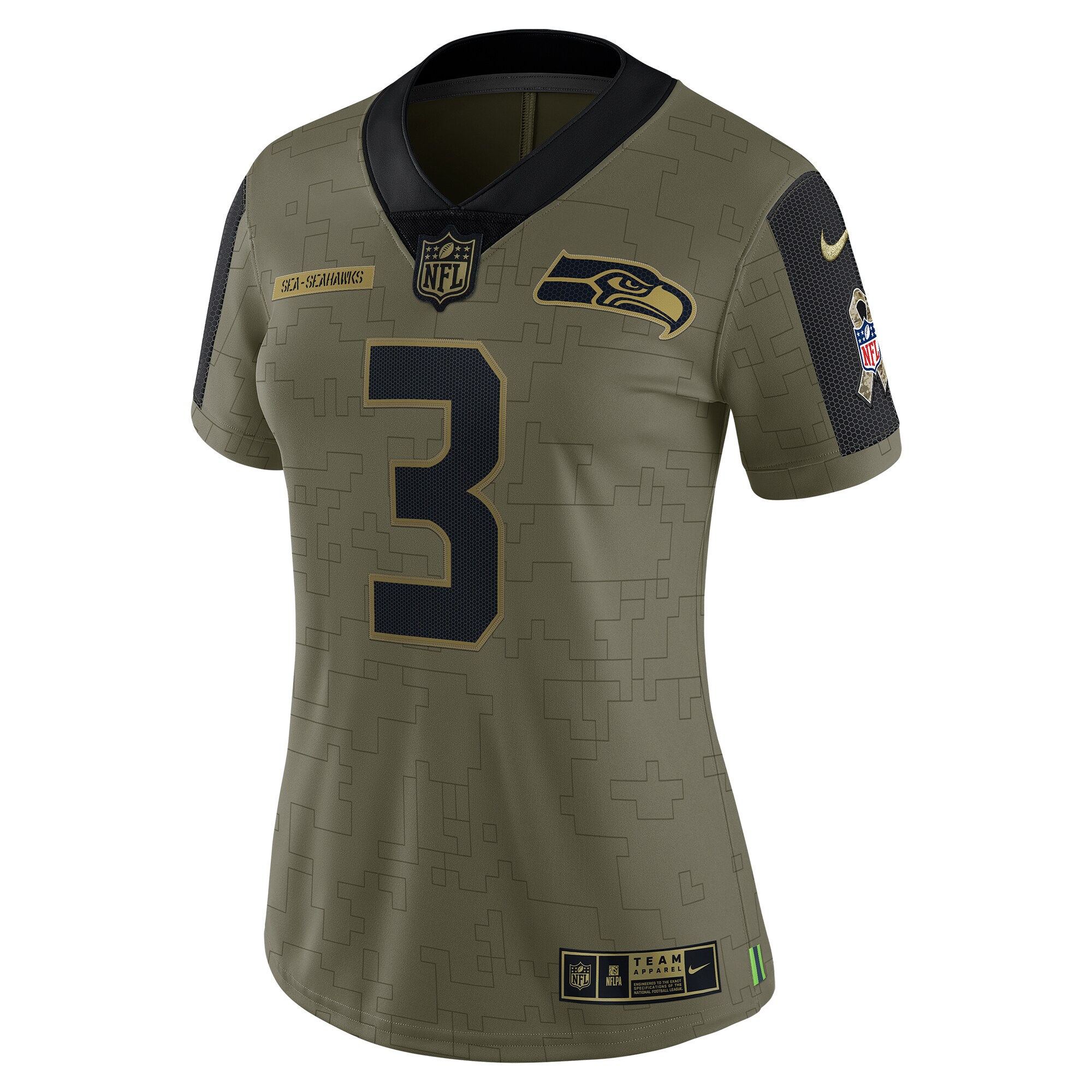 Russell Wilson Seattle Seahawks  Women's 2021 Salute To Service Limited Player Jersey - Olive