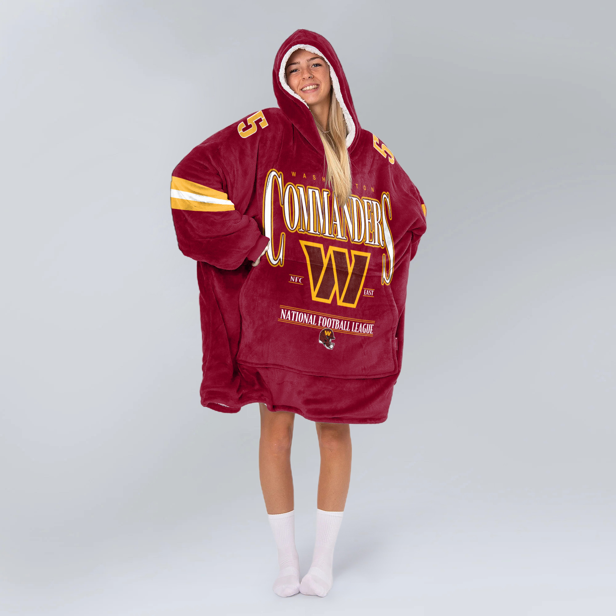 Adult 5 Washington Football Unisex Blanket Hoodie