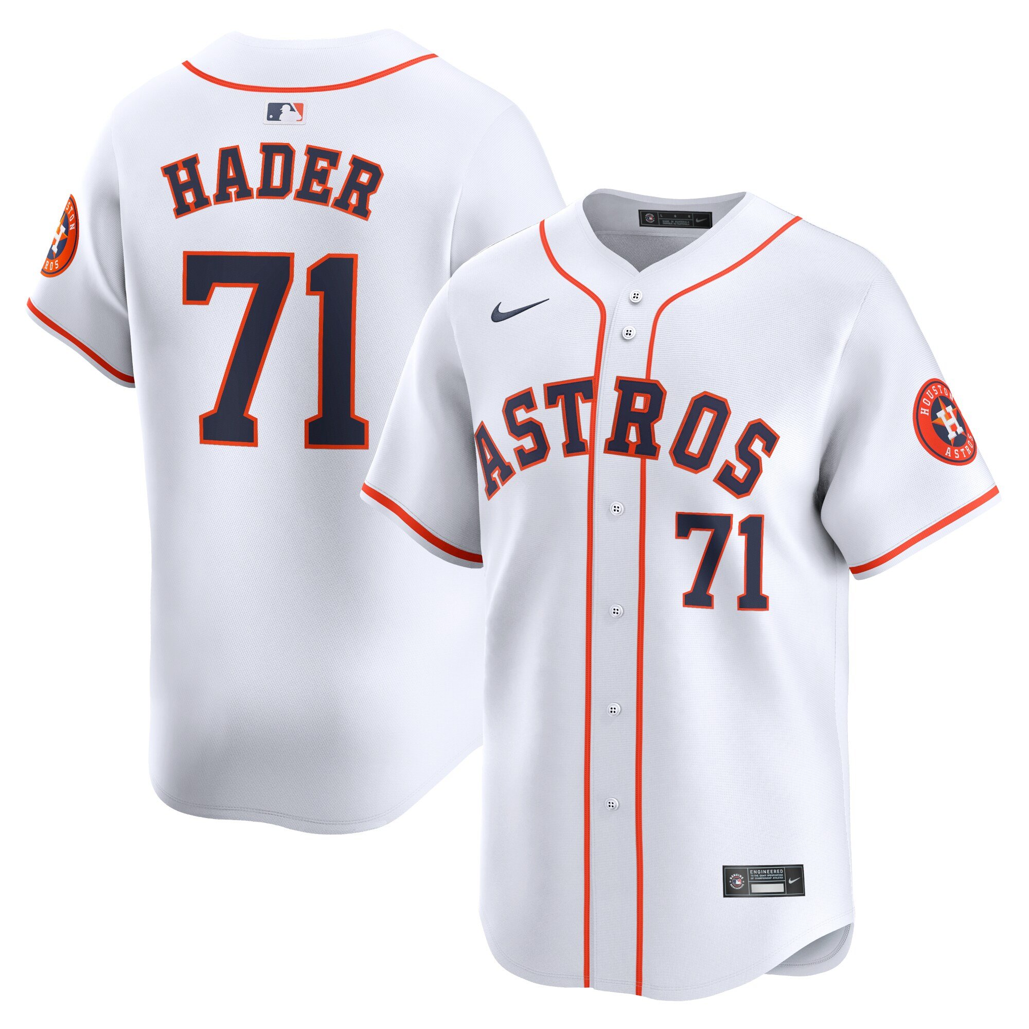 Men's Houston Astros #71 Josh Hader  White Home Limited Player Jersey
