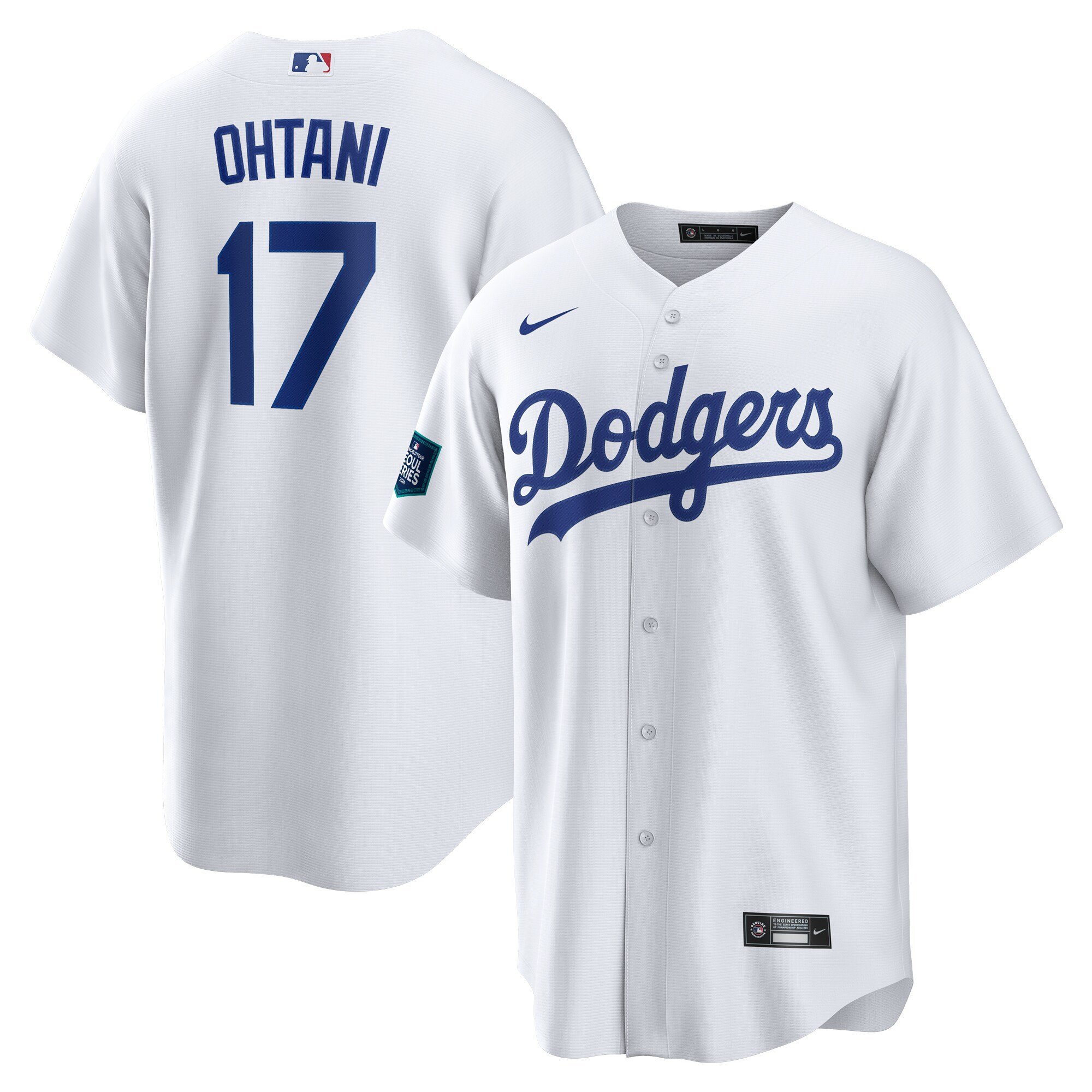 Men's Los Angeles Dodgers #17 Shohei Ohtani  White 2024 MLB World Tour Seoul Series Home Player Jersey