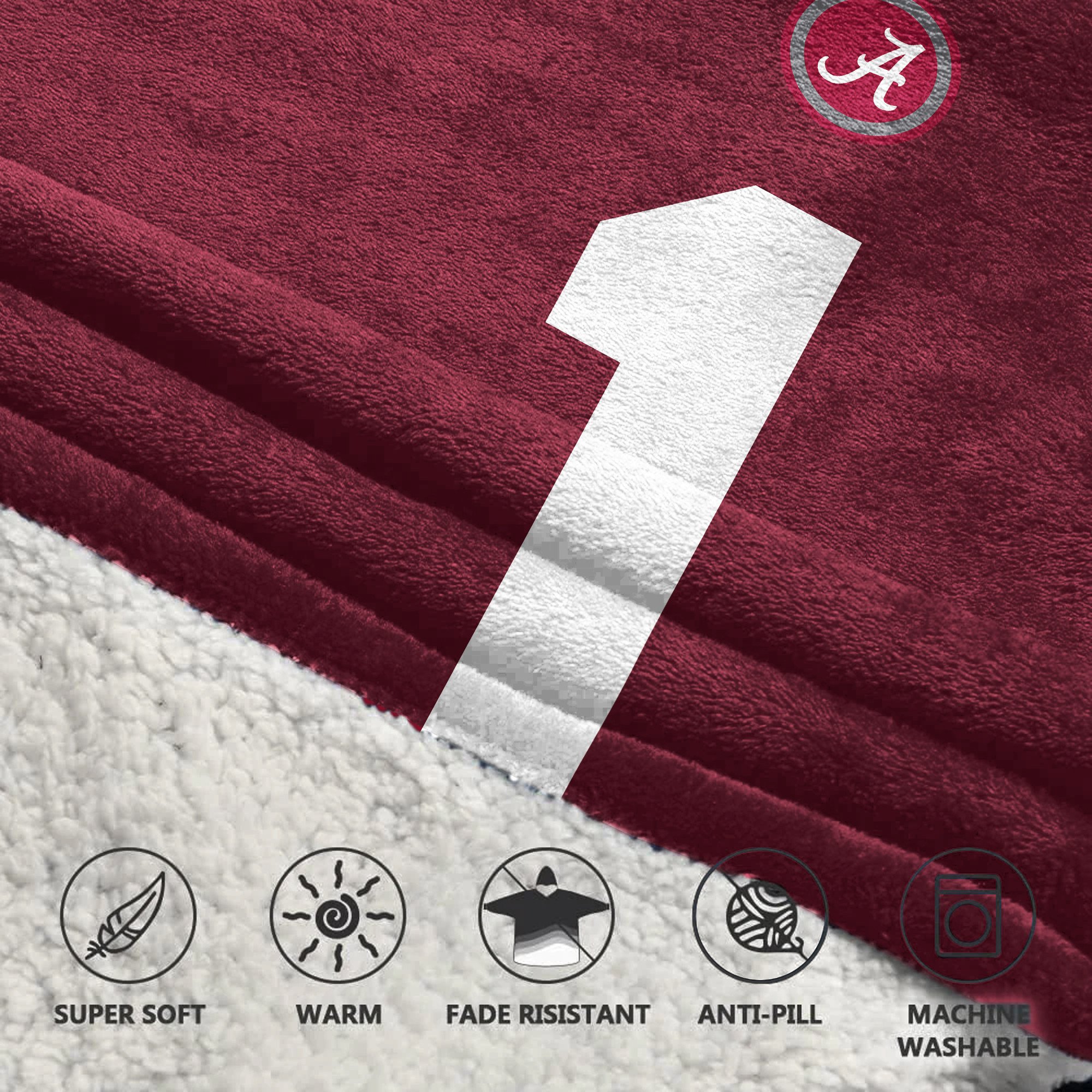 Adult #1 Alabama Football Unisex Blanket Hoodie