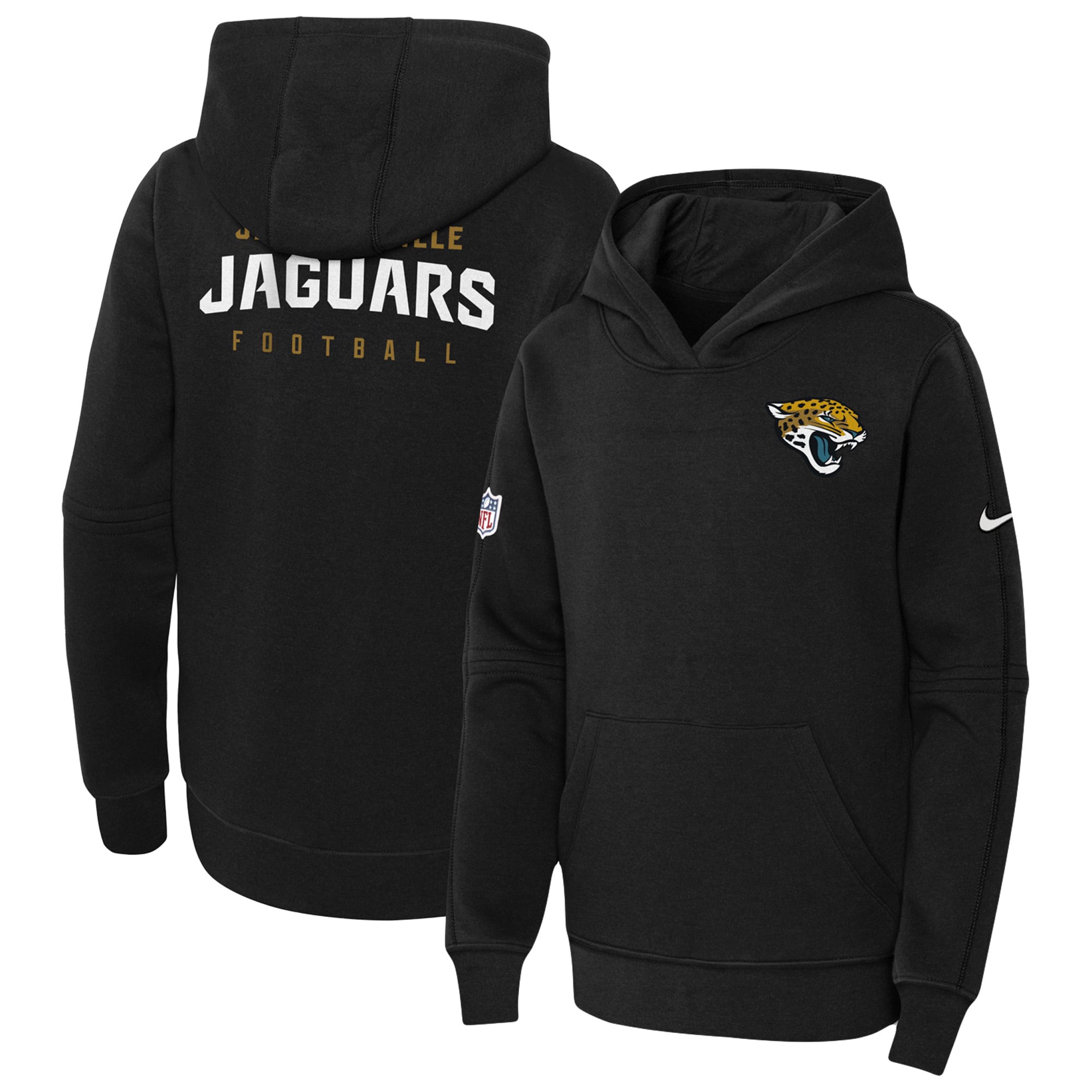 Jacksonville Jaguars  Youth 2023 Sideline Club Fleece Pullover Hoodie - Black