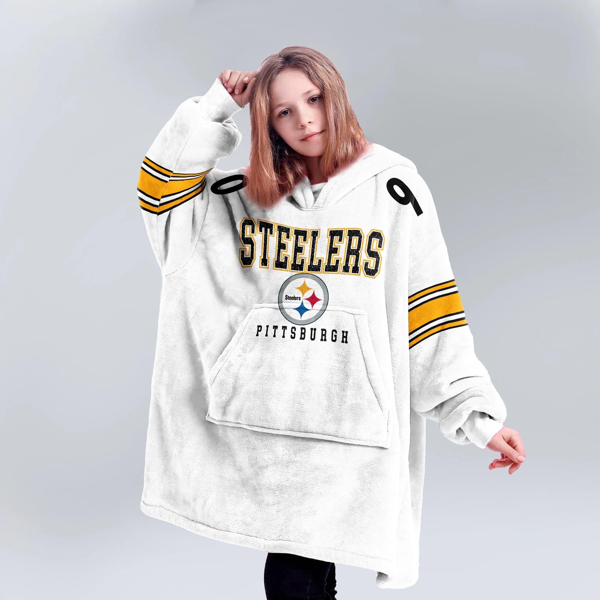 Adult 90 Pittsburgh Football Unisex Blanket Hoodie