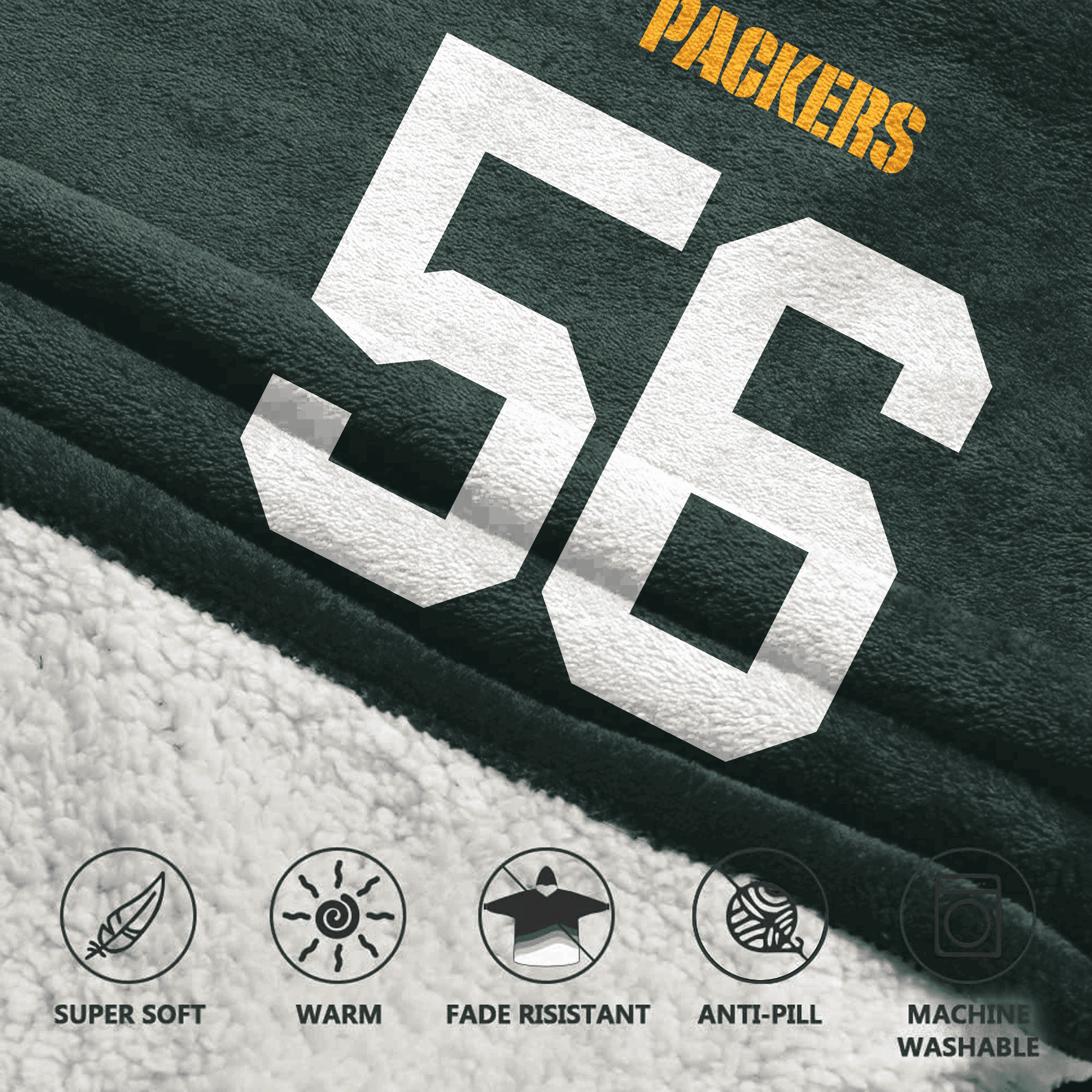 Kid 56 Green Bay Football Unisex Blanket Hoodie
