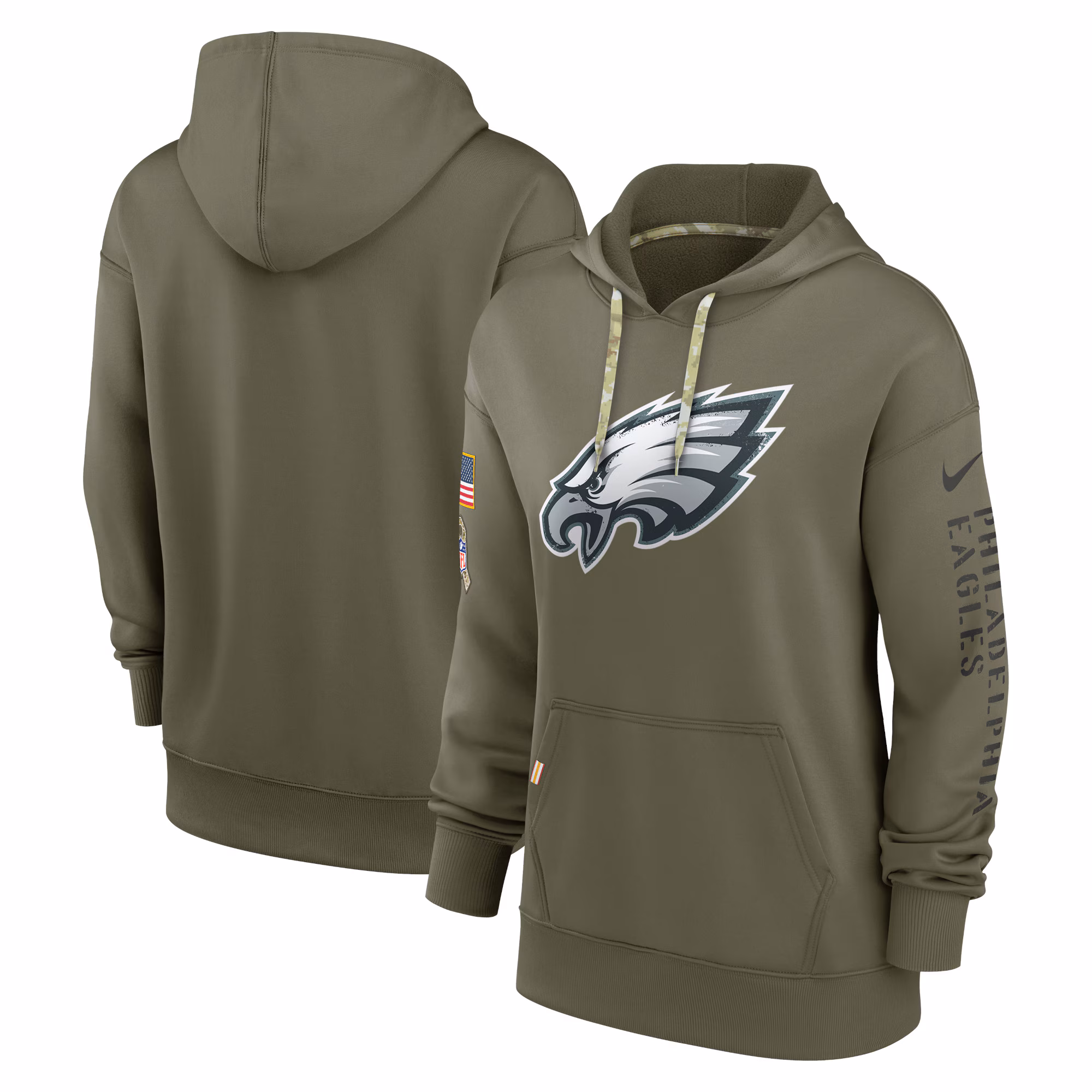 Philadelphia Eagles Women's 2022 Salute To Service Performance Pullover Hoodie - Olive