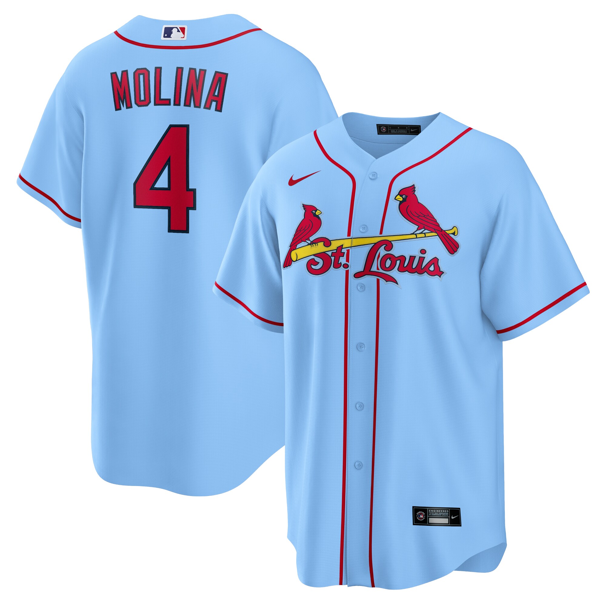 Yadier Molina St.Louis Cardinals  Alternate Replica Player Name Jersey - Light Blue