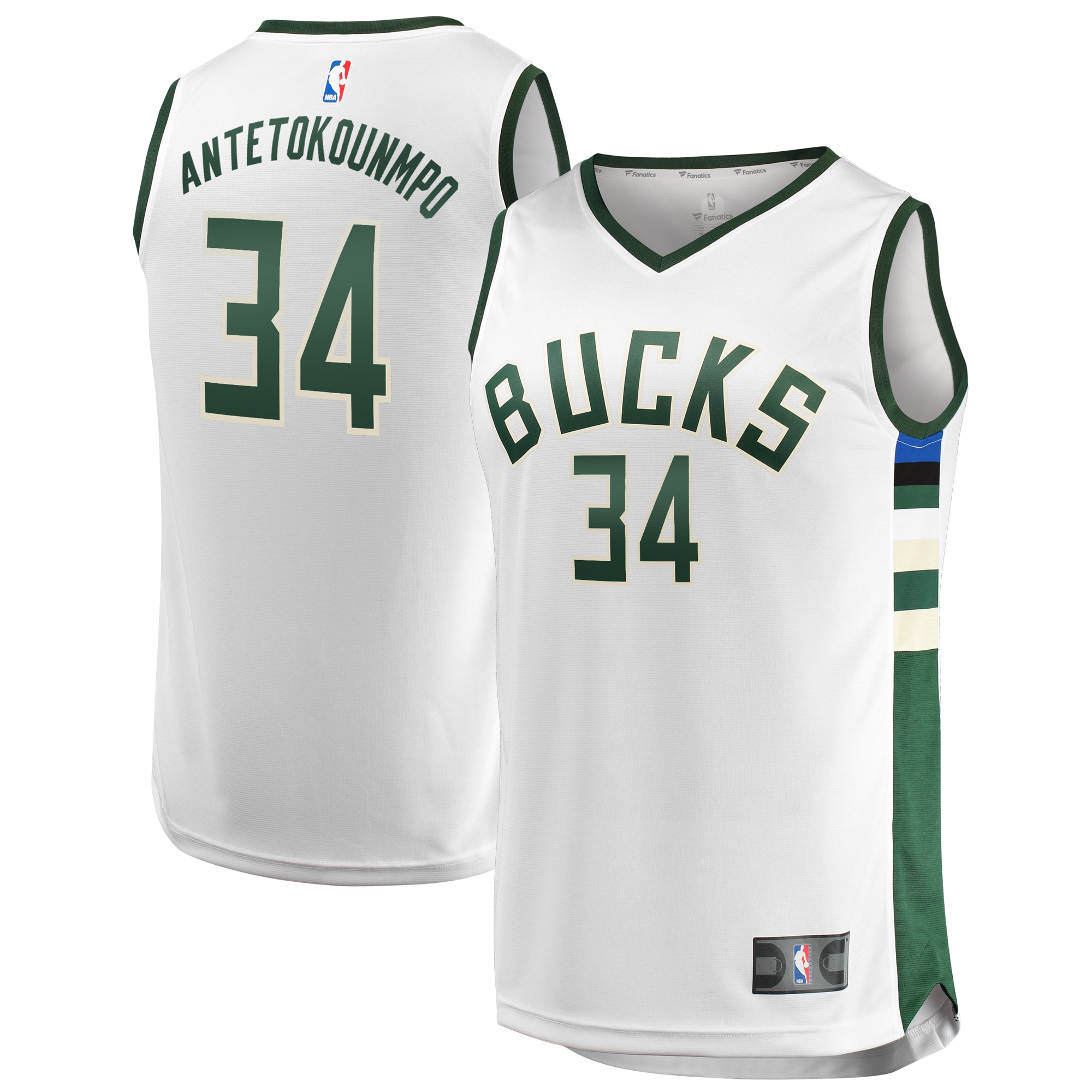 Giannis Antetokounmpo Milwaukee Bucks  Youth Fast Break Replica Jersey White - Association Edition