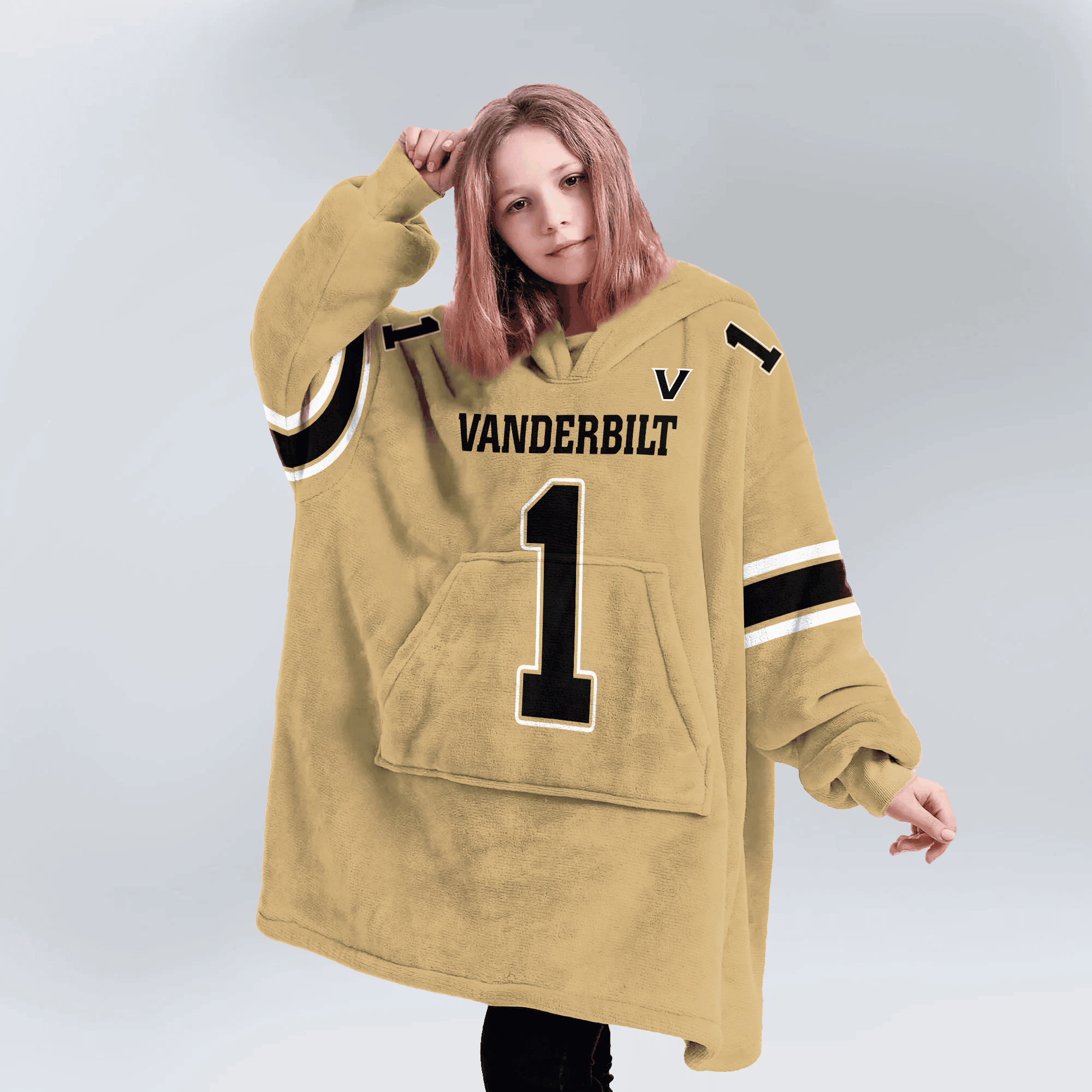 Kid 1 Vanderbilt Football Unisex Blanket Hoodie