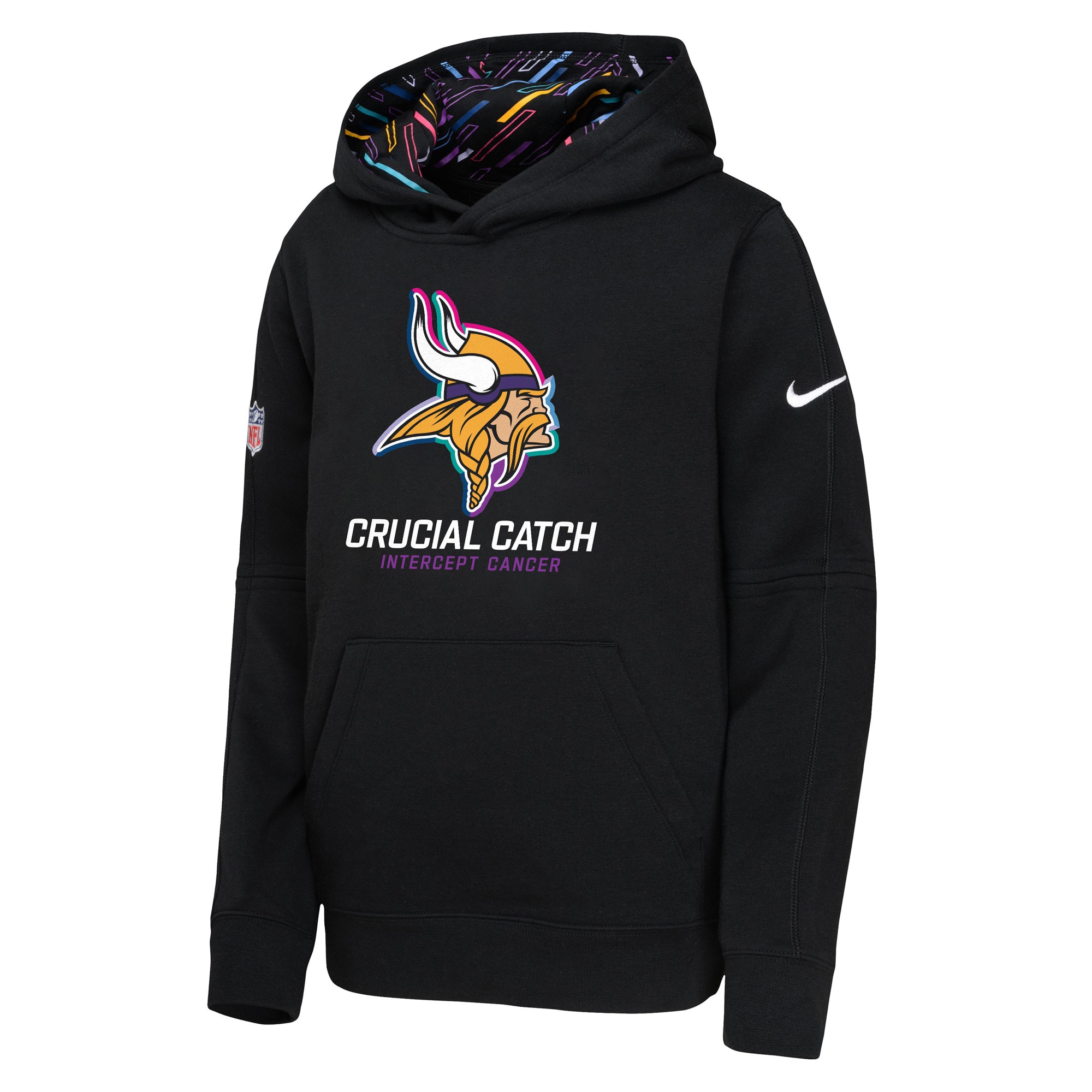 Minnesota Vikings Youth 2024 NFL Crucial Catch Pullover Hoodie - Black