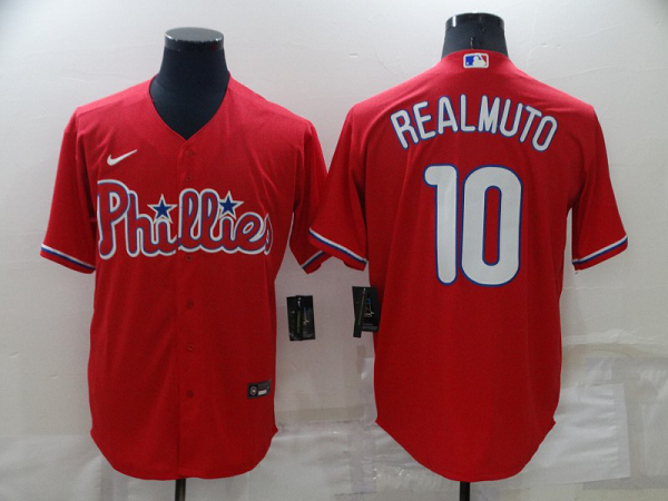Men's  Philadelphia Phillies #10 J.T. Realmuto Red Replica Alternate Cool Base MLB Jersey