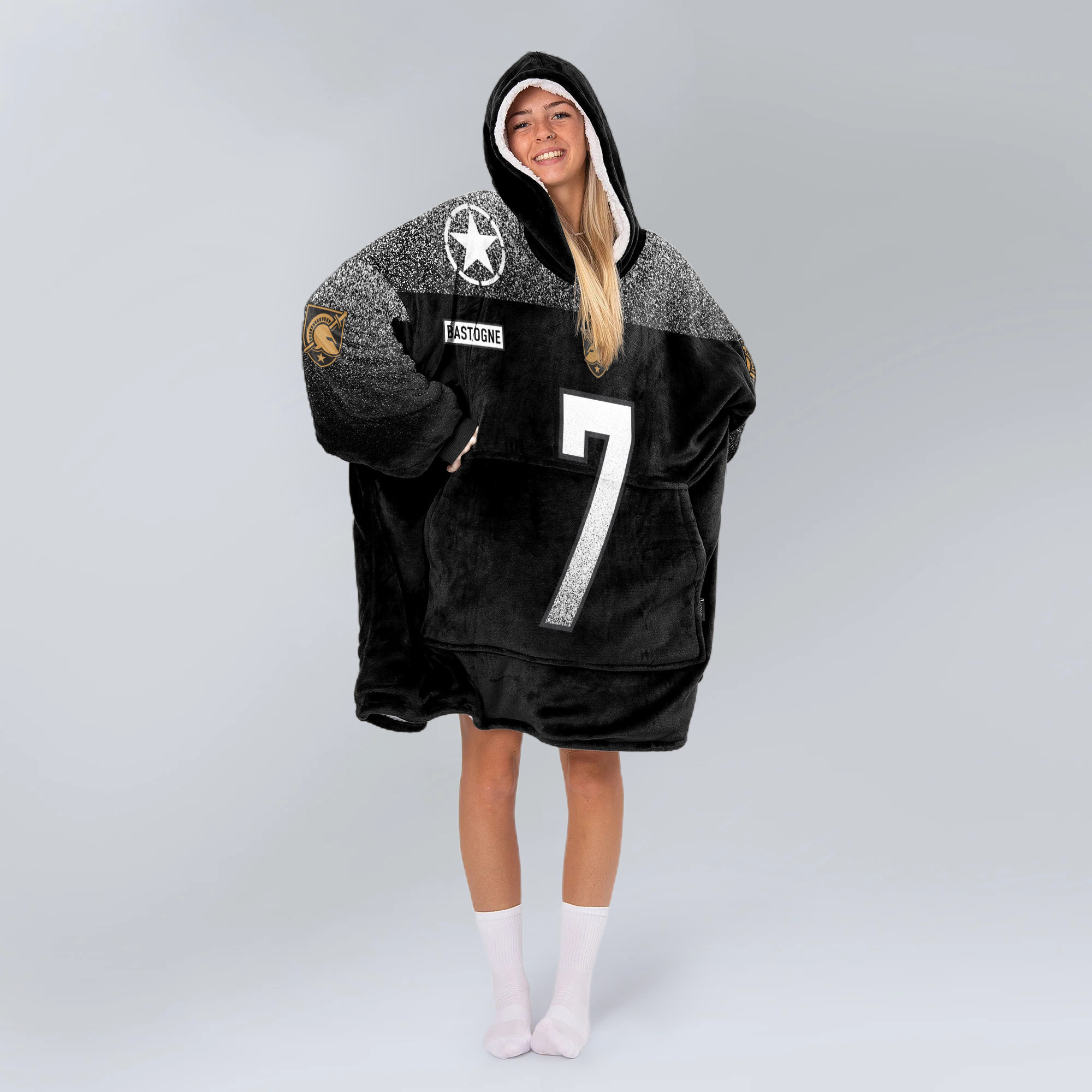 Adult #7 Army Football Unisex Blanket Hoodie
