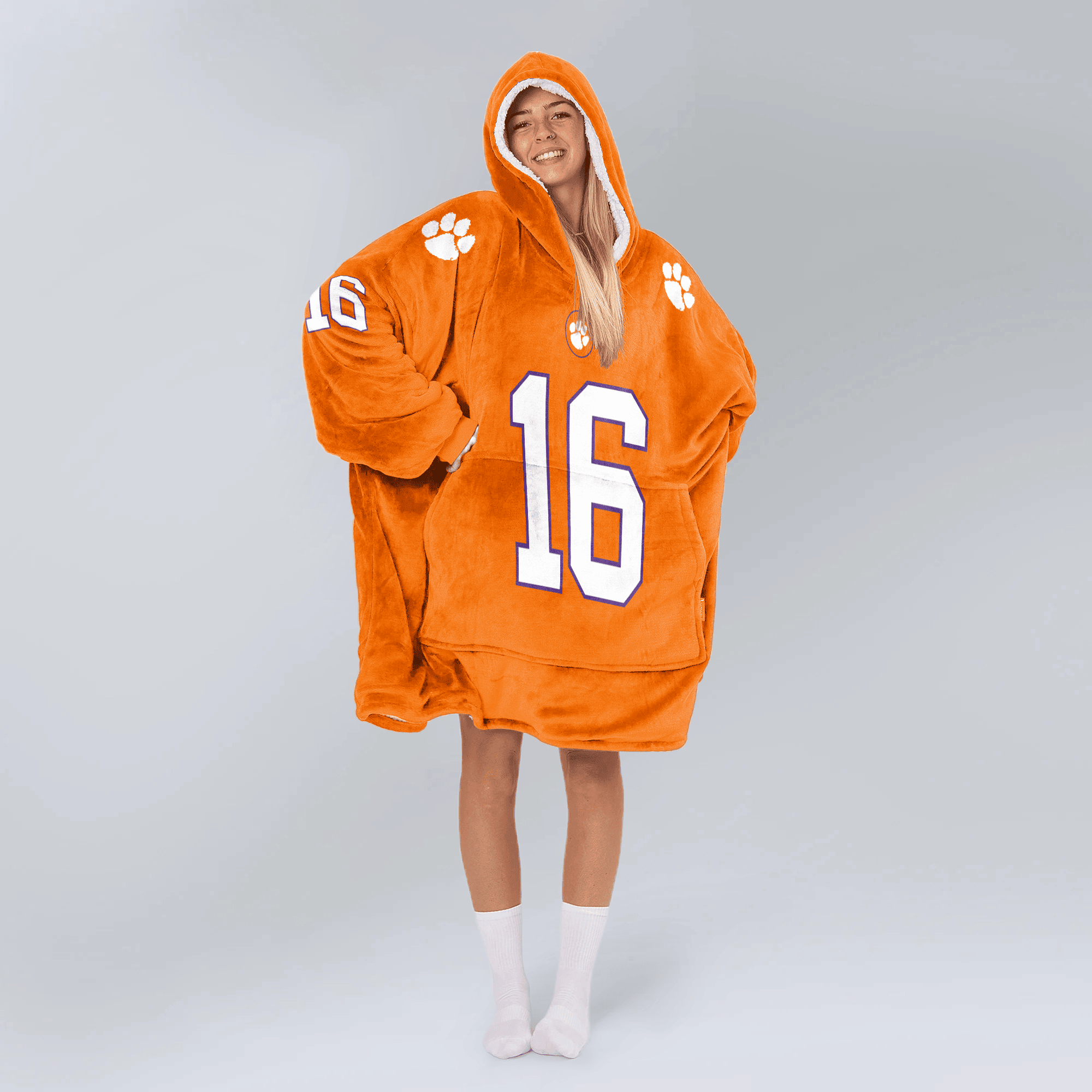 Adult 16 Clemson Football Unisex Blanket Hoodie
