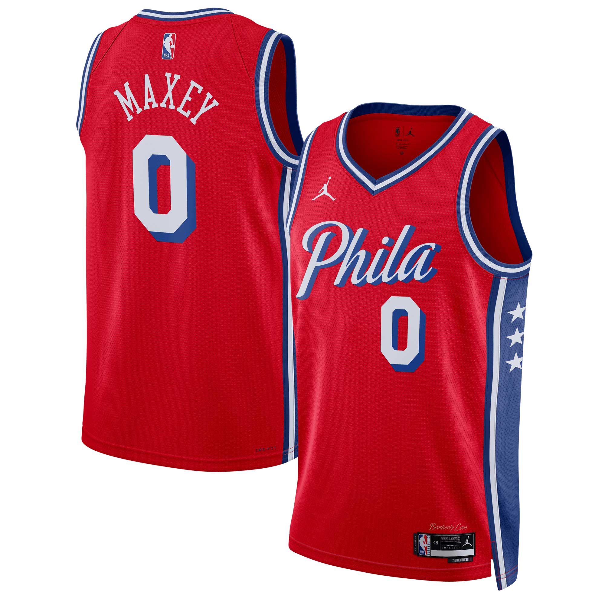 Tyrese Maxey 2022/23 Philadelphia 76ers  Unisex Swingman Jersey - Statement Edition - Red