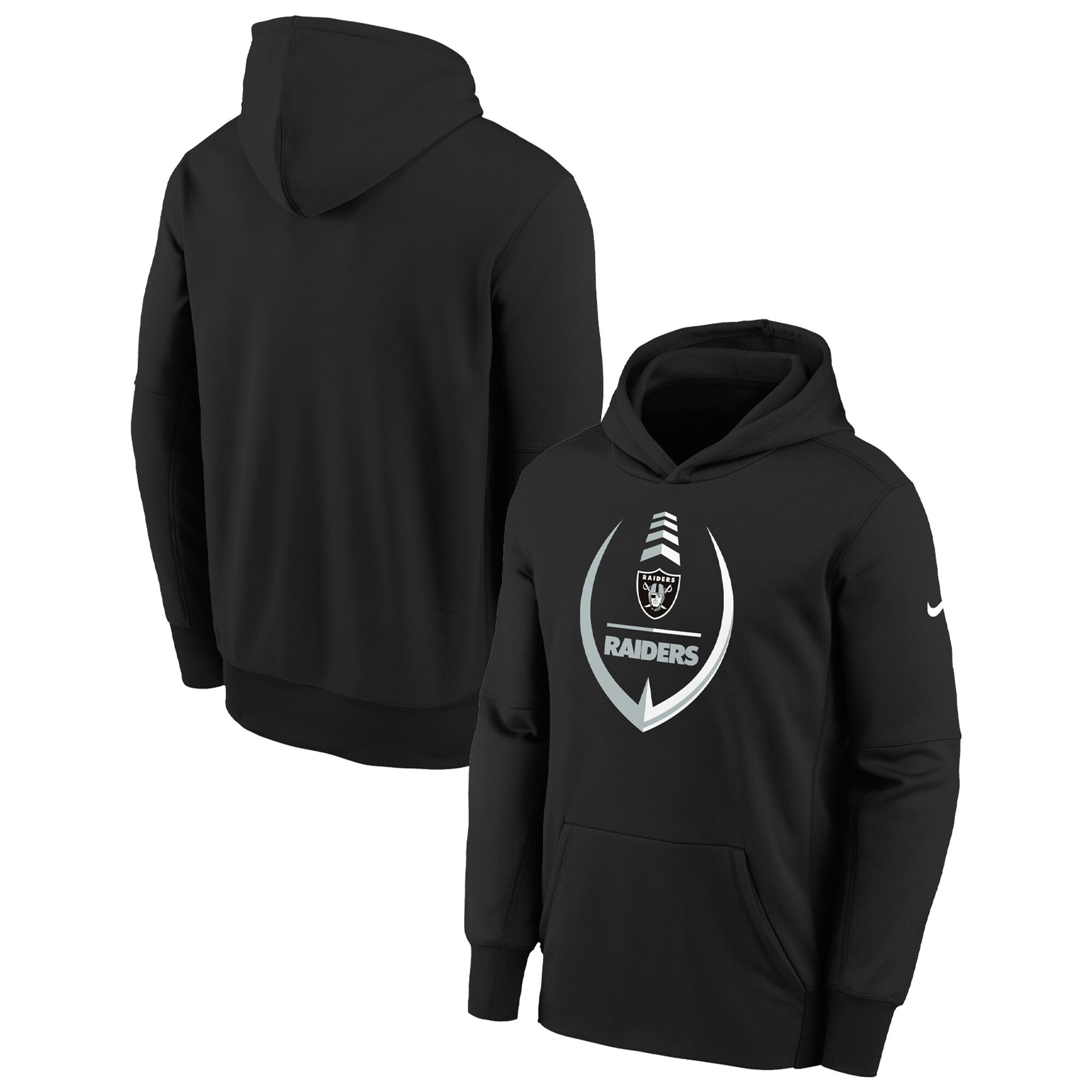 Las Vegas Raiders Youth Icon Performance Pullover Hoodie - Black