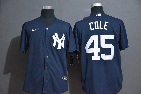 Men's New York Yankees #45 Gerrit Cole Navy Blue Stitched MLB Cool Base  Jersey