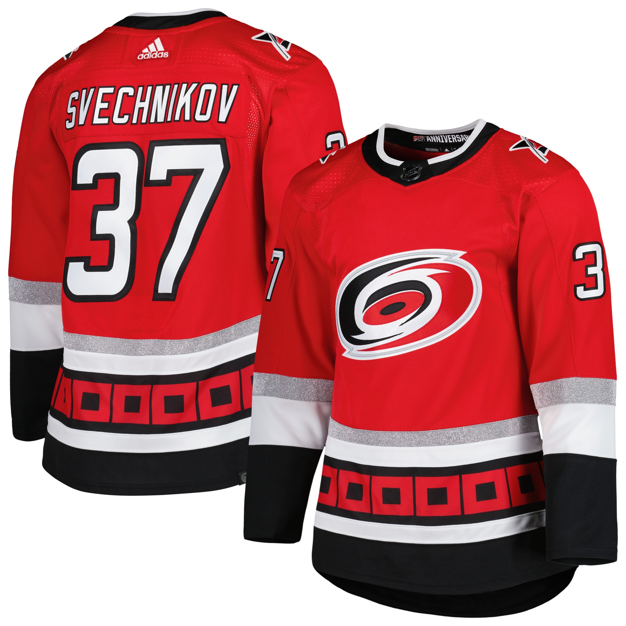 Andrei Svechnikov Carolina Hurricanes  25th Anniversary Authentic Pro Primegreen Player Jersey - Red