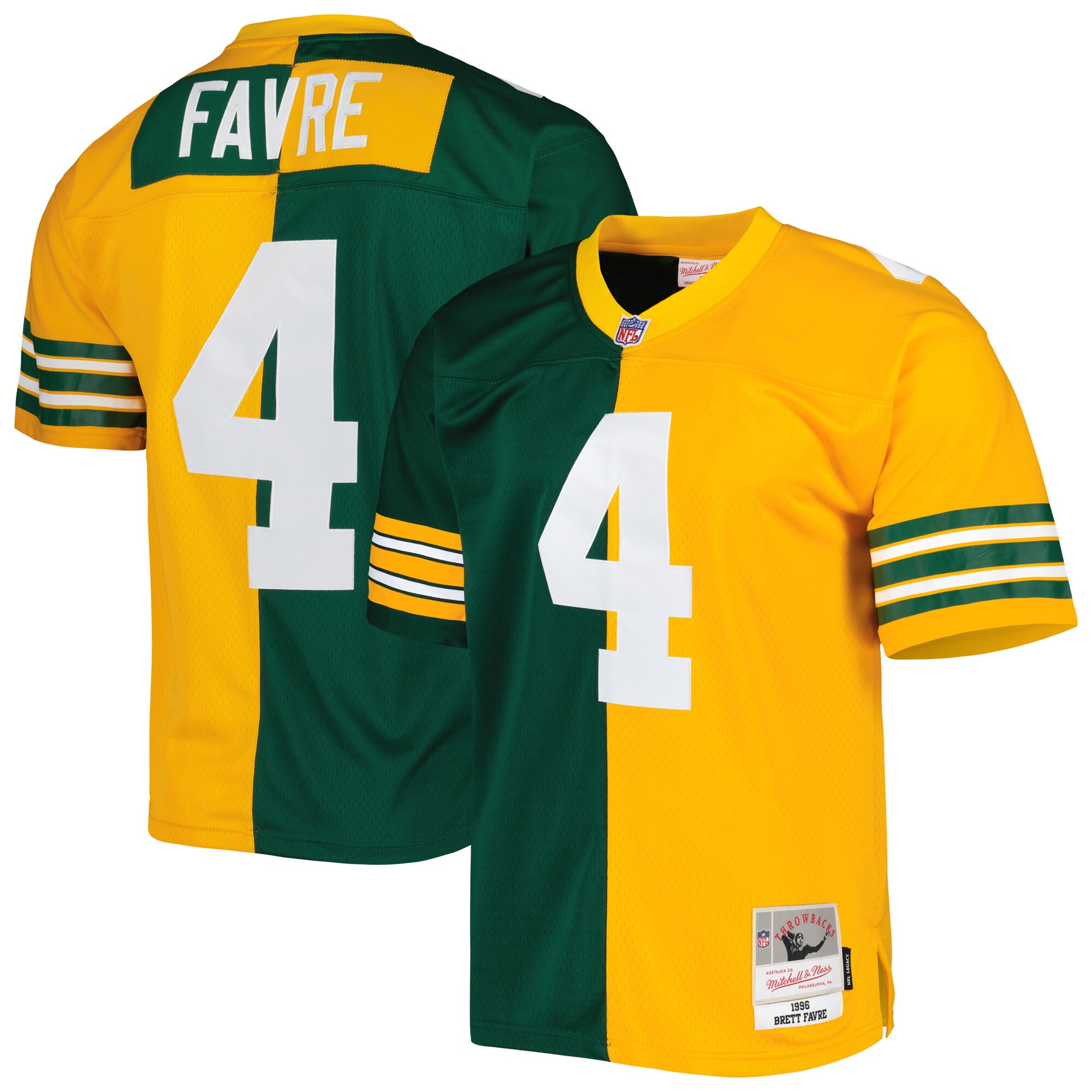 Brett Favre Green Bay Packers  1996 Split Legacy Replica Jersey - Green/Gold