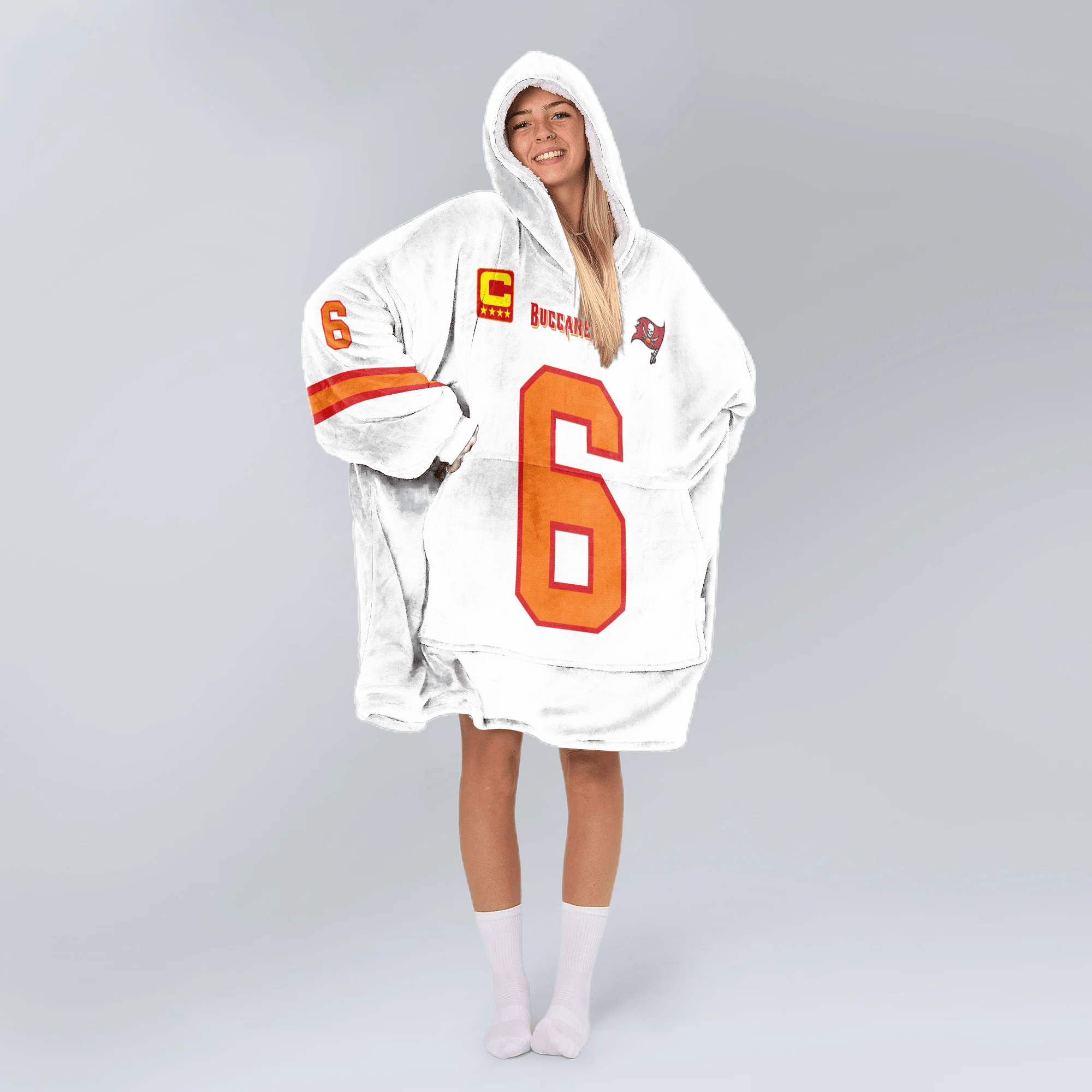 Adult B.M 6 Captain Tampa Bay Football Unisex Blanket Hoodie
