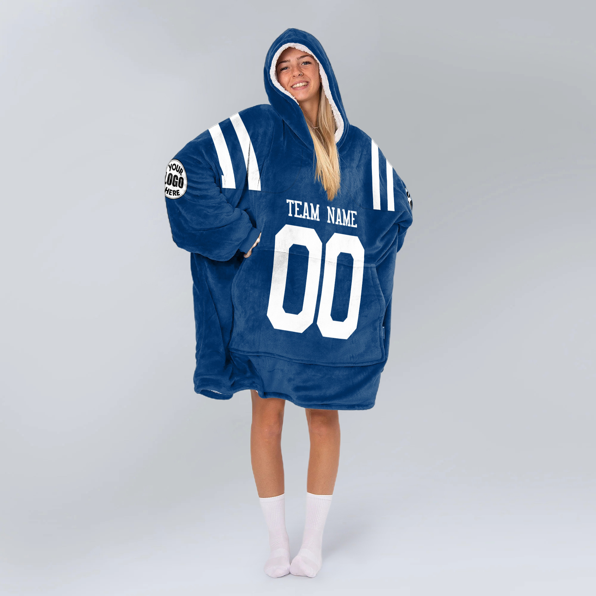 Adult Custom Blanket Hoodie Indianapolis Inspired Color