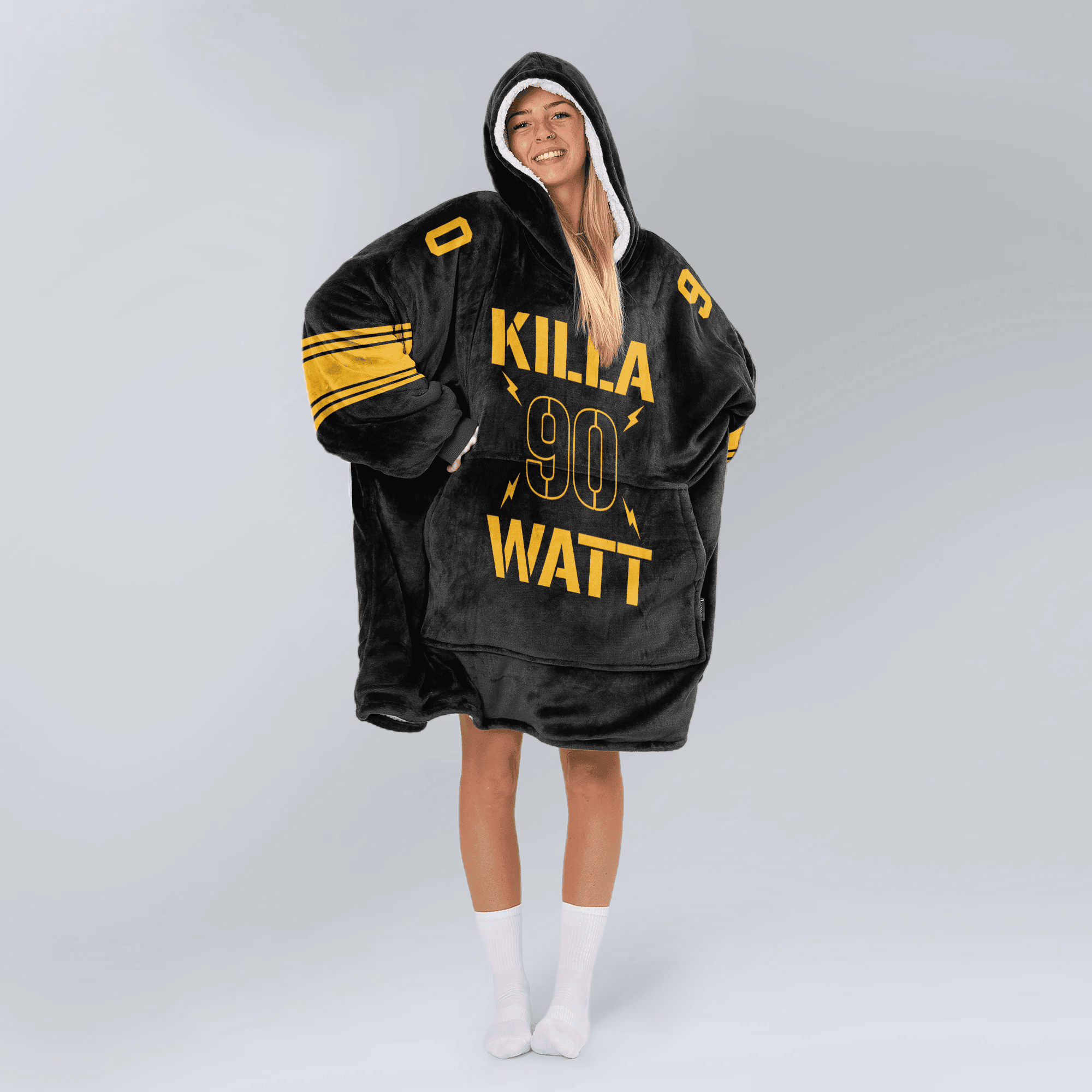 Adult 90 Pittsburgh Football Unisex Blanket Hoodie